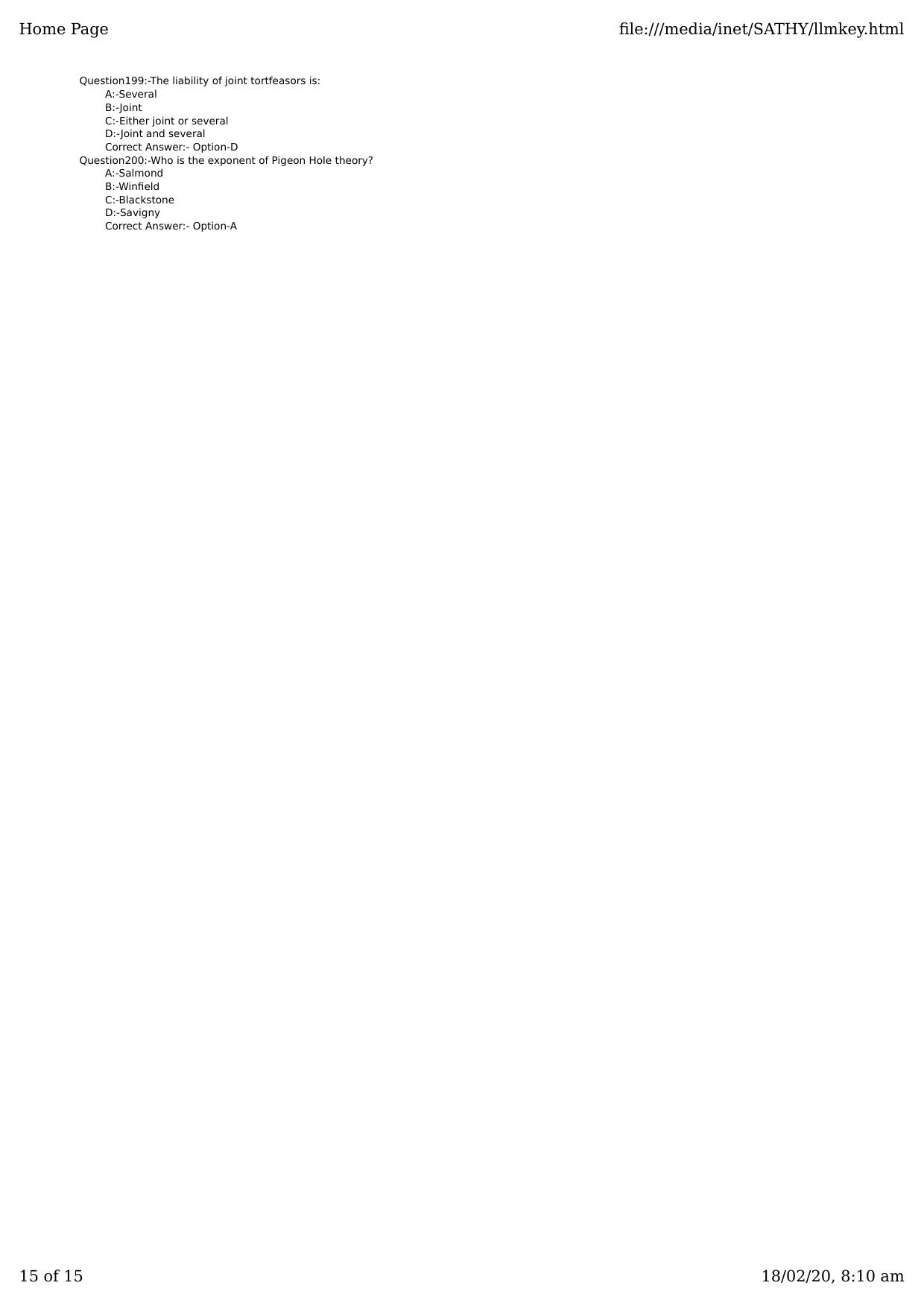 Kerala CEE LLM 2019 Question Paper With Answers - Page 15
