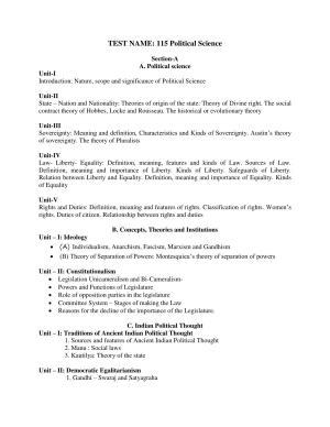 AP PGCET POLITICAL SCIENCE Syllabus