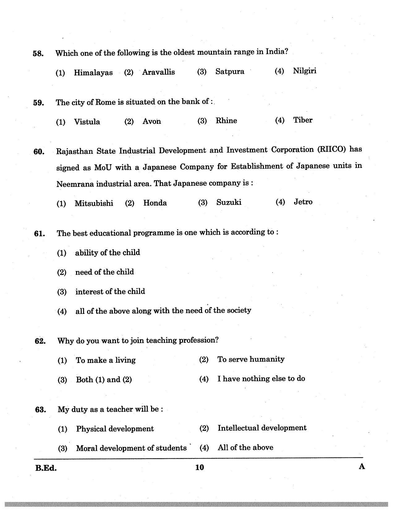 JKBOPEE B.Ed 2011 (Kashmir) Question Paper - Page 10