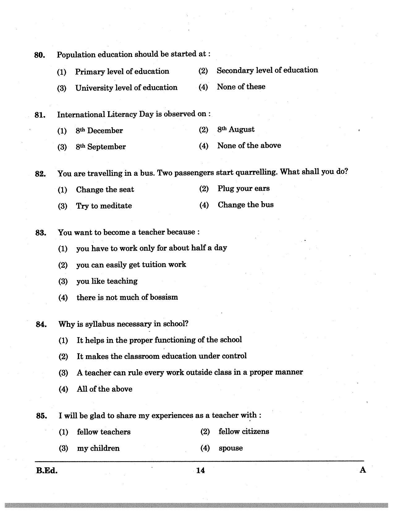 JKBOPEE B.Ed 2011 (Kashmir) Question Paper - Page 14