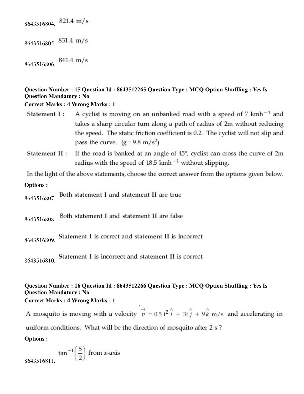 JEE Mains 2021: BTech	(Shift 2) 16-03-2021 Question Paper - Page 9