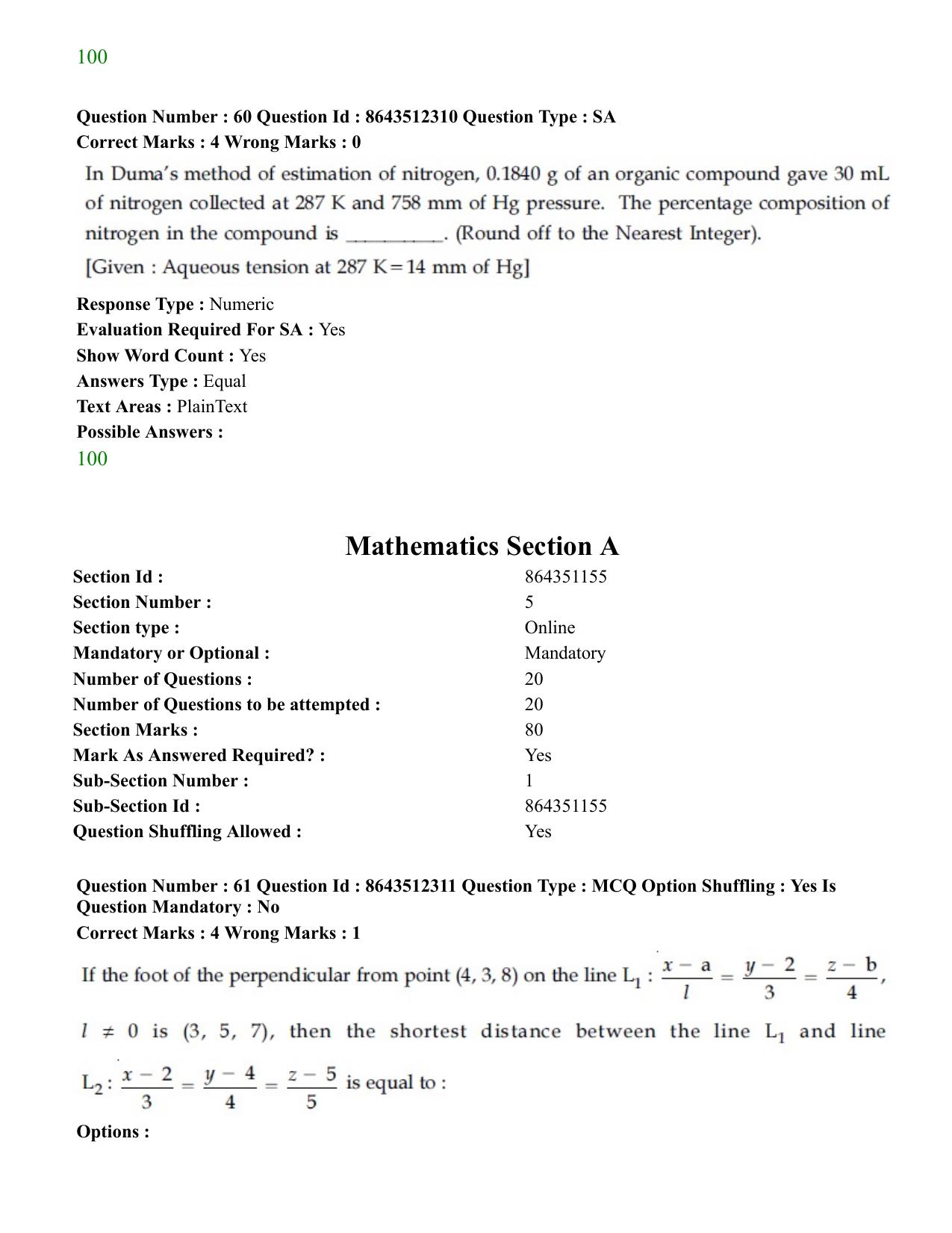 JEE Mains 2021: BTech	(Shift 2) 16-03-2021 Question Paper - Page 30