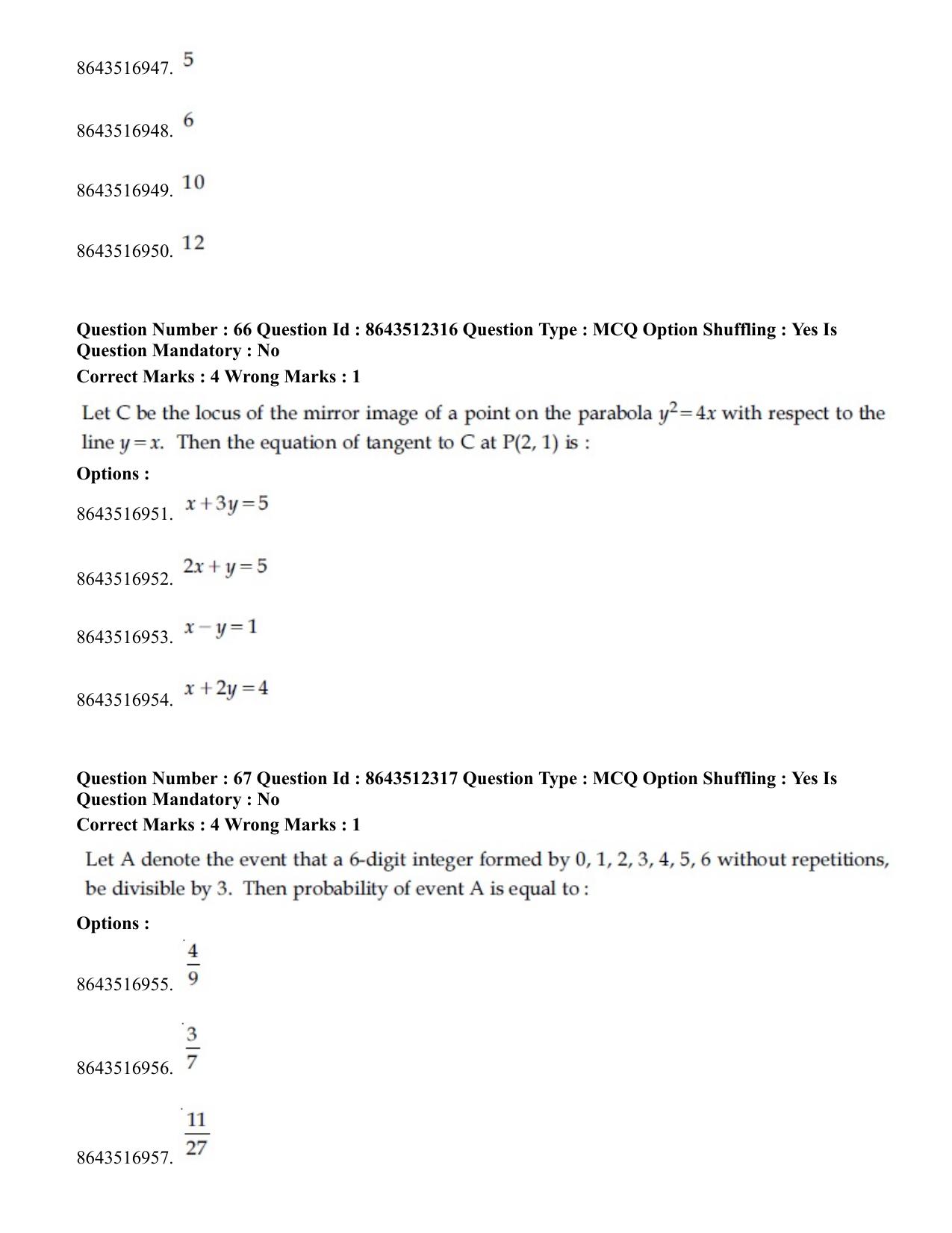 JEE Mains 2021: BTech	(Shift 2) 16-03-2021 Question Paper - Page 33