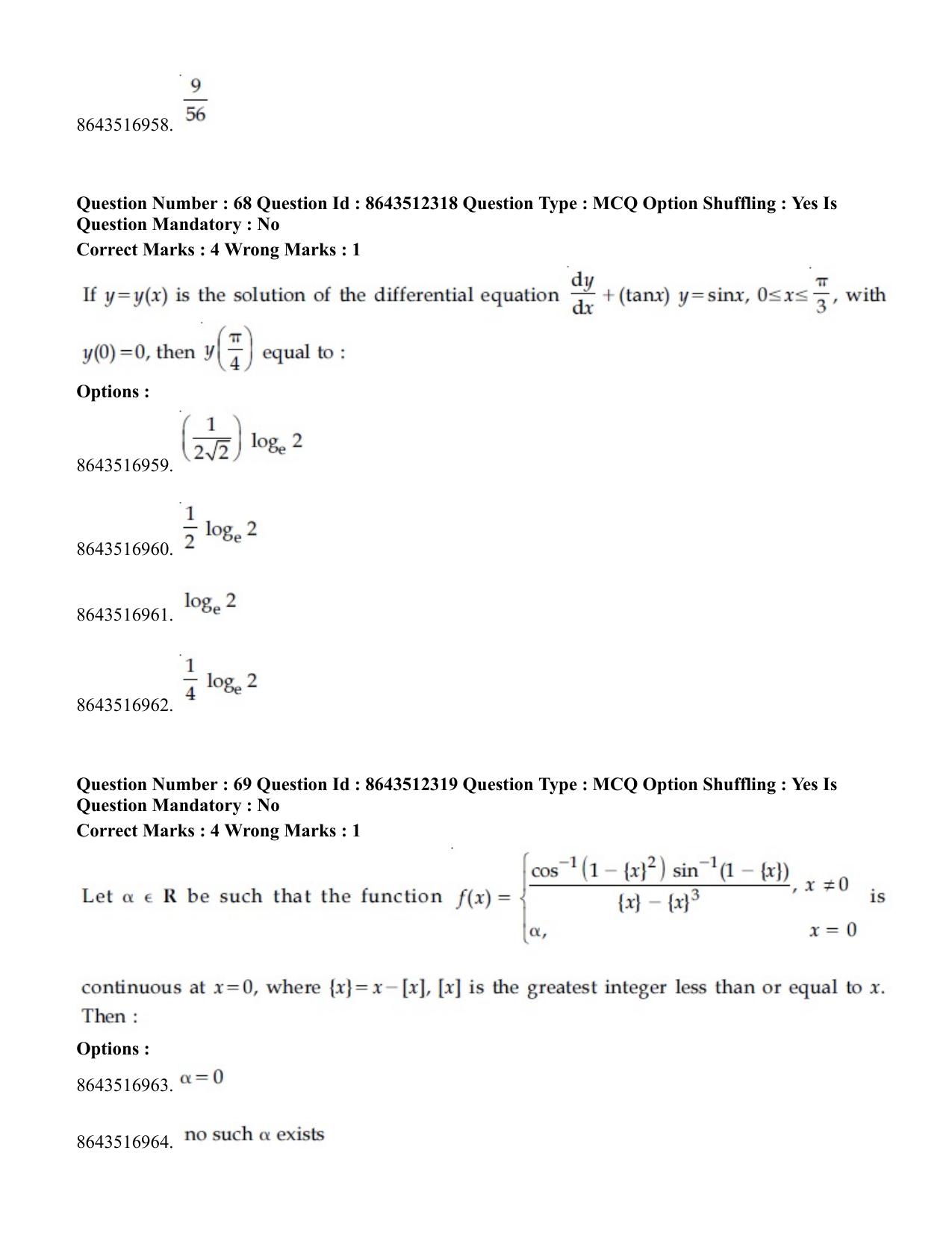 JEE Mains 2021: BTech	(Shift 2) 16-03-2021 Question Paper - Page 34
