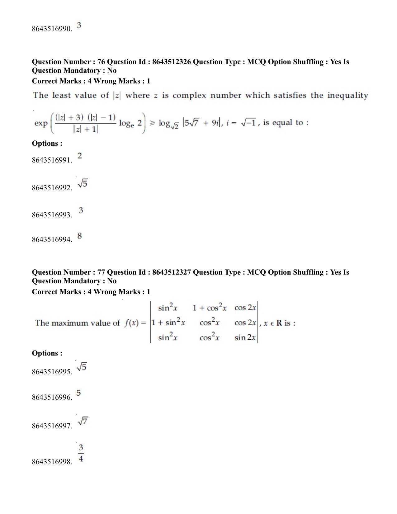JEE Mains 2021: BTech	(Shift 2) 16-03-2021 Question Paper - Page 38
