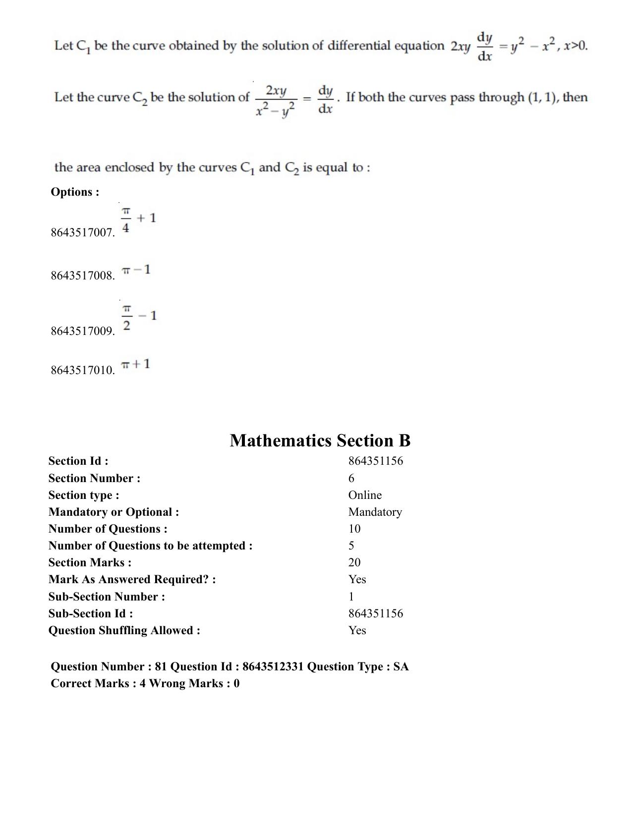 JEE Mains 2021: BTech	(Shift 2) 16-03-2021 Question Paper - Page 40