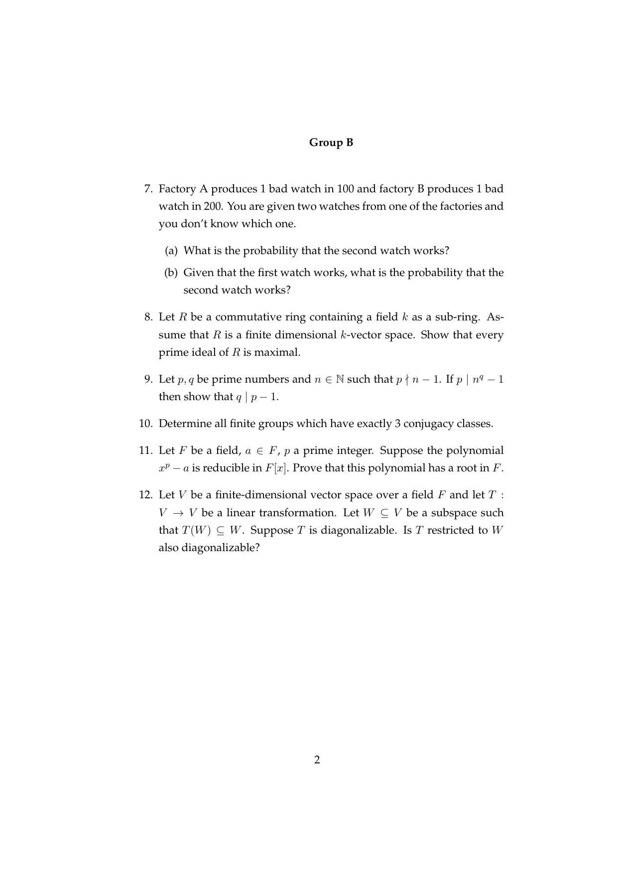 ISI Admission Test M.Math. PMB 2017 Sample Paper - Page 2