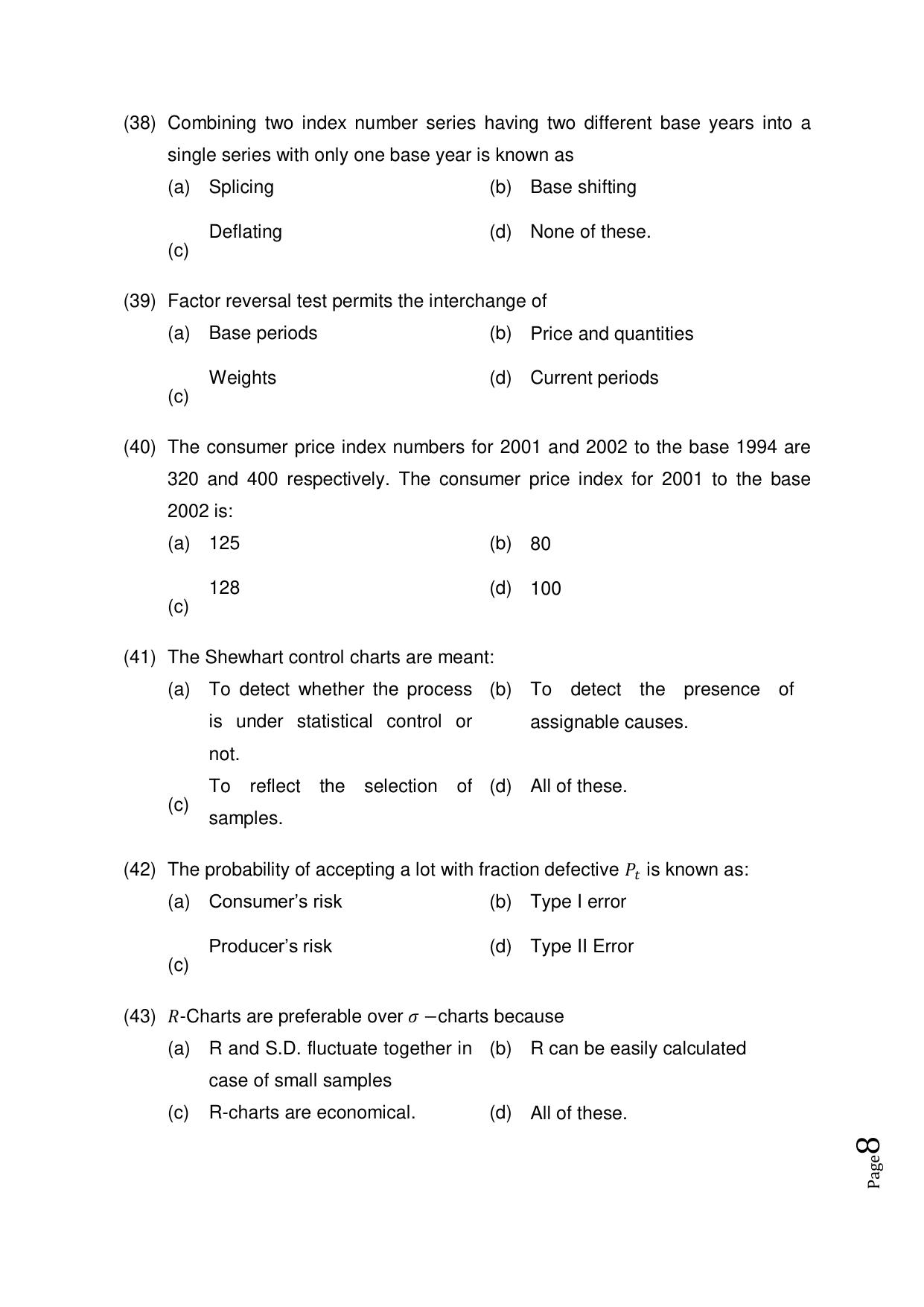 Odisha CPET 2021 STATISTICS Question Paper - Page 8