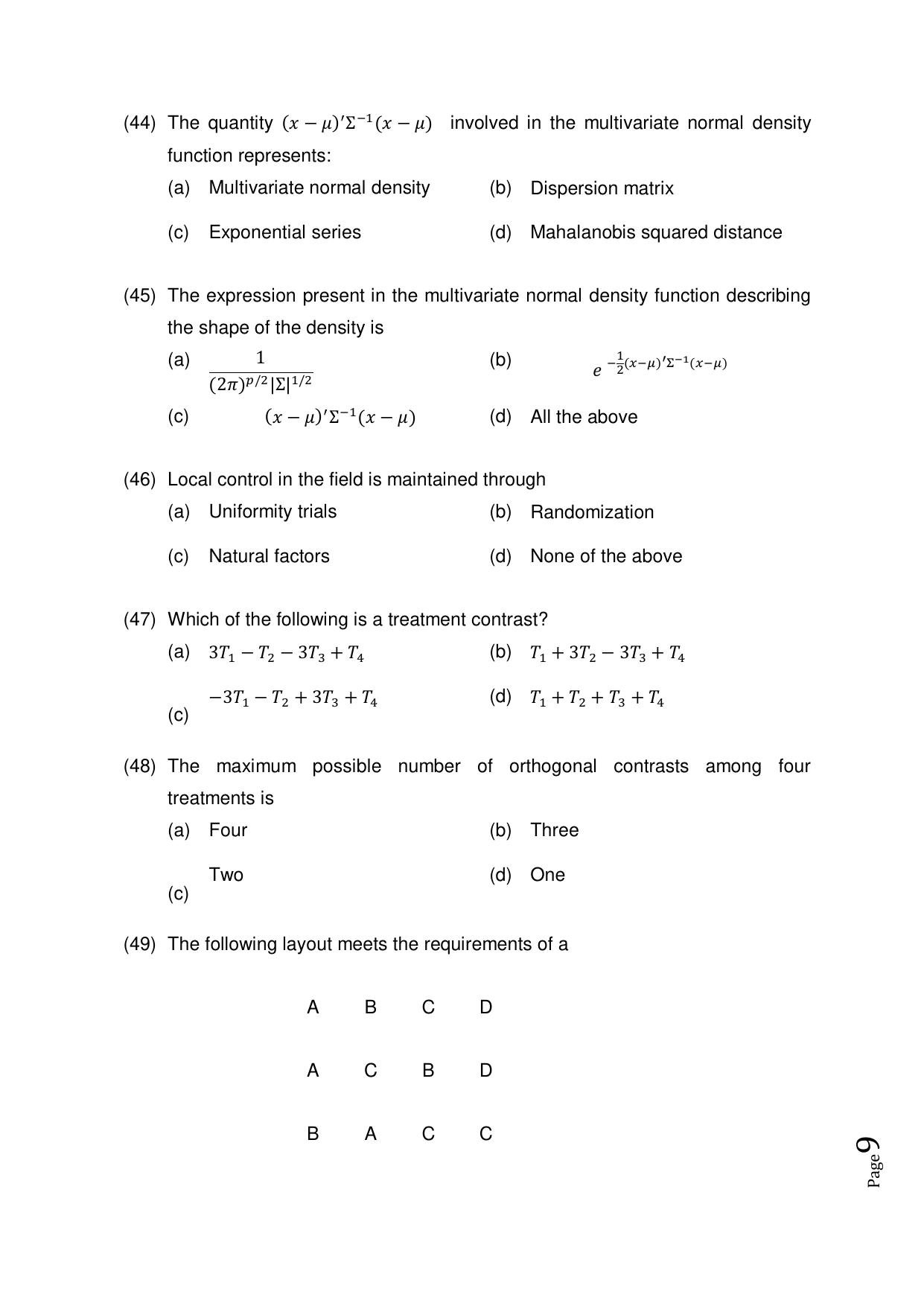 Odisha CPET 2021 STATISTICS Question Paper - Page 9