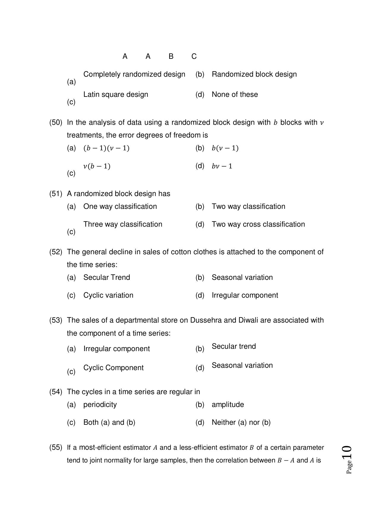 Odisha CPET 2021 STATISTICS Question Paper - Page 10
