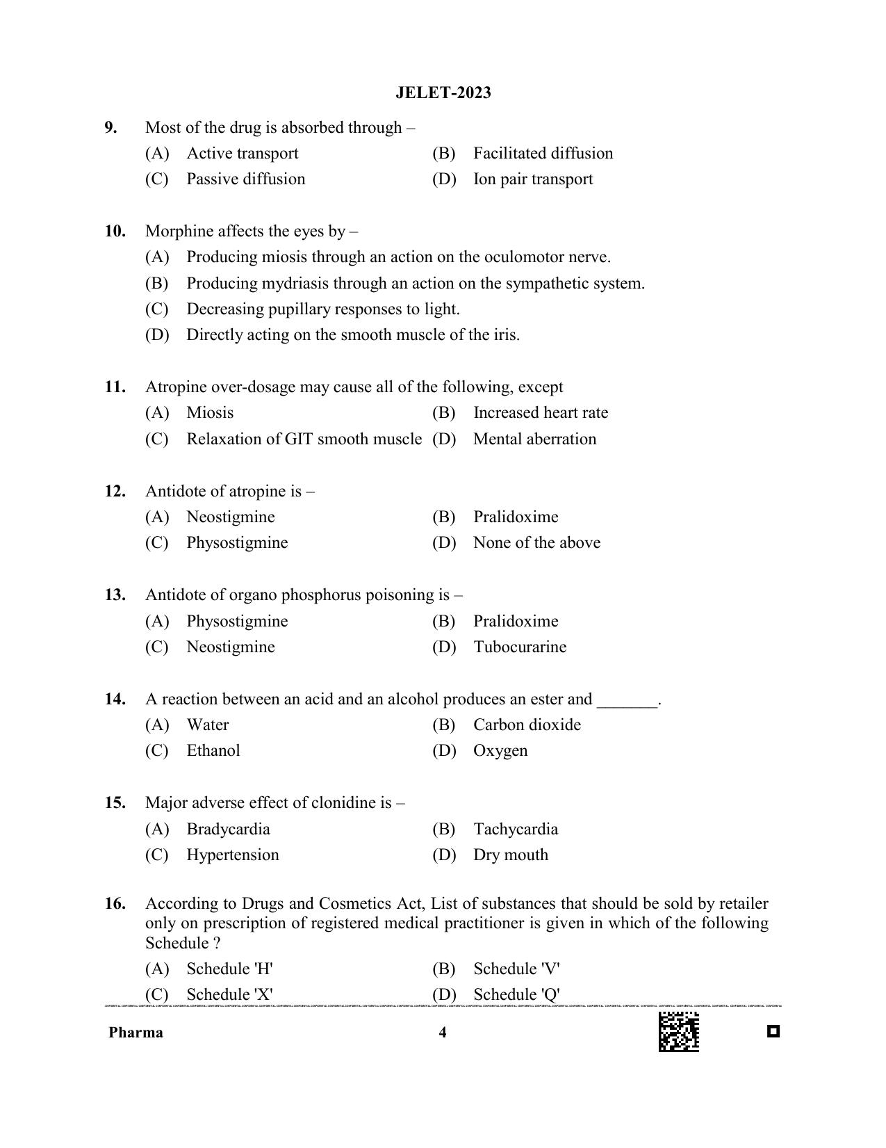 WBJEE JELET 2023 Paper II (Pharmacy) Question Papers - Page 4