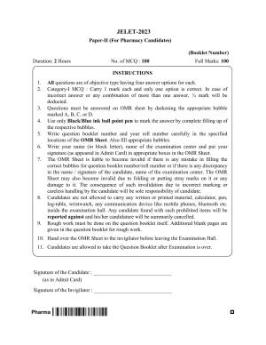 WBJEE JELET 2023 Paper II (Pharmacy) Question Papers