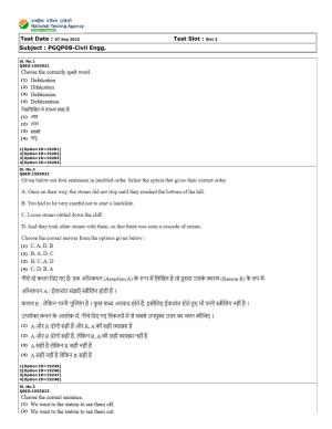CUET (PG) 2022: PGQP-08 Civil Engg (07-09-2022) Question Paper