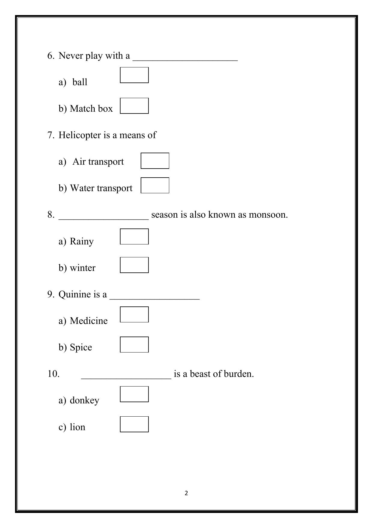 Worksheets for Class 2 EVS Assignment 48 Revision - Page 2