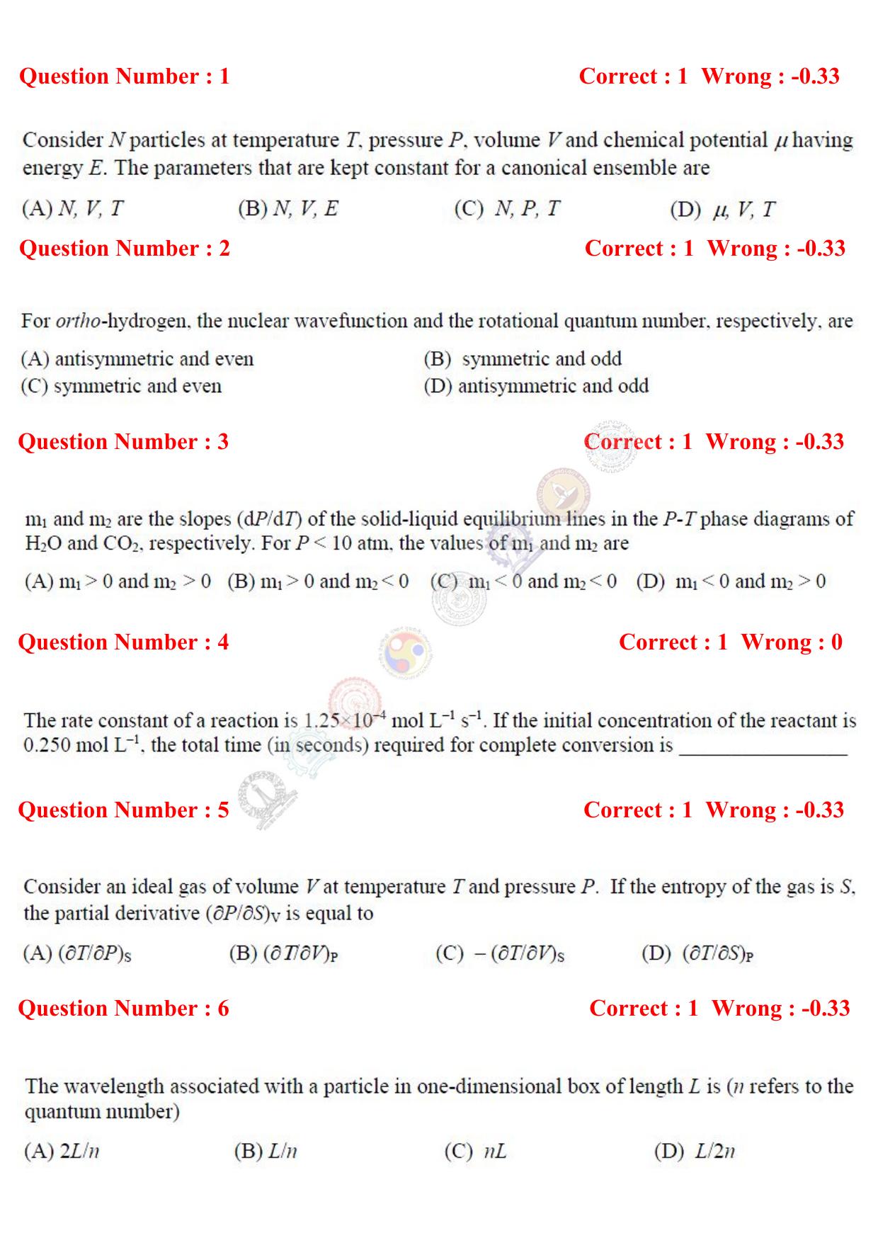 GATE 2017 Chemistry (CY) Question Paper with Answer Key - Page 2