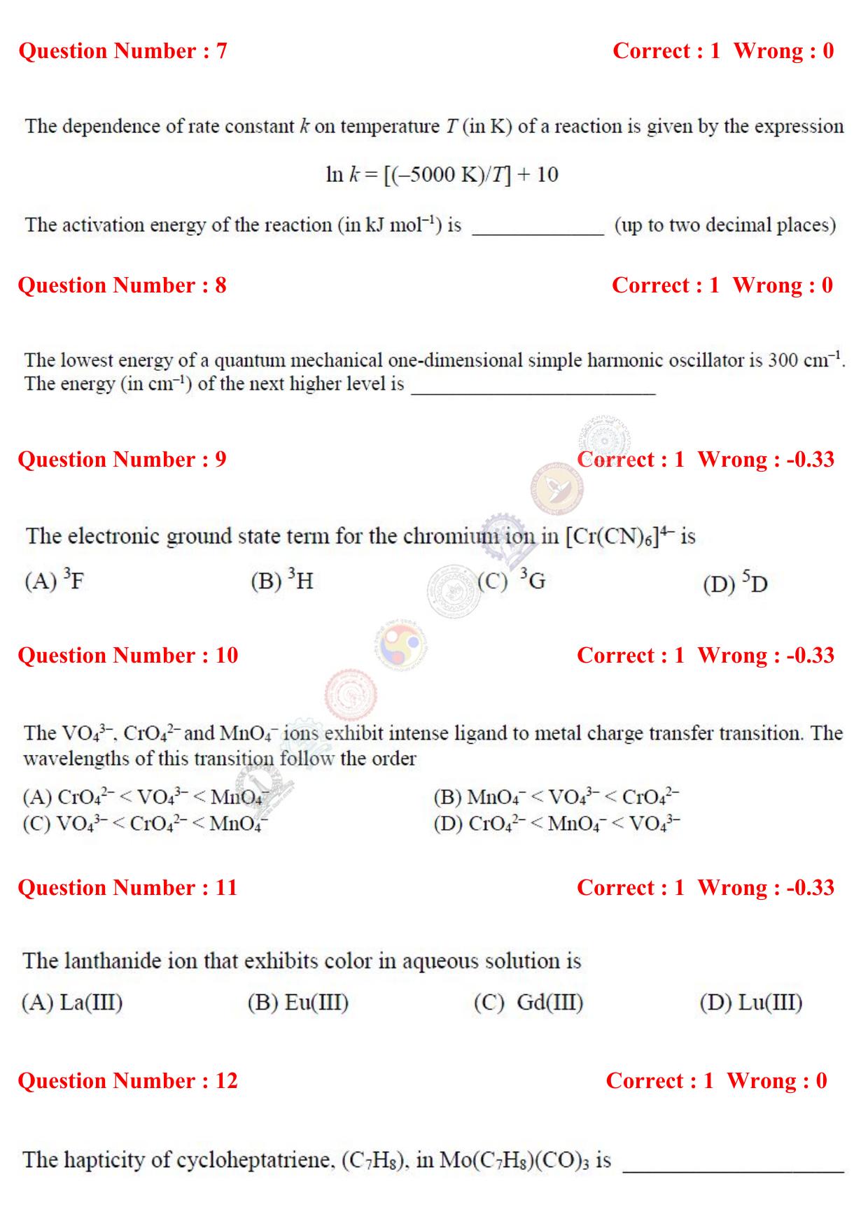 GATE 2017 Chemistry (CY) Question Paper with Answer Key - Page 3