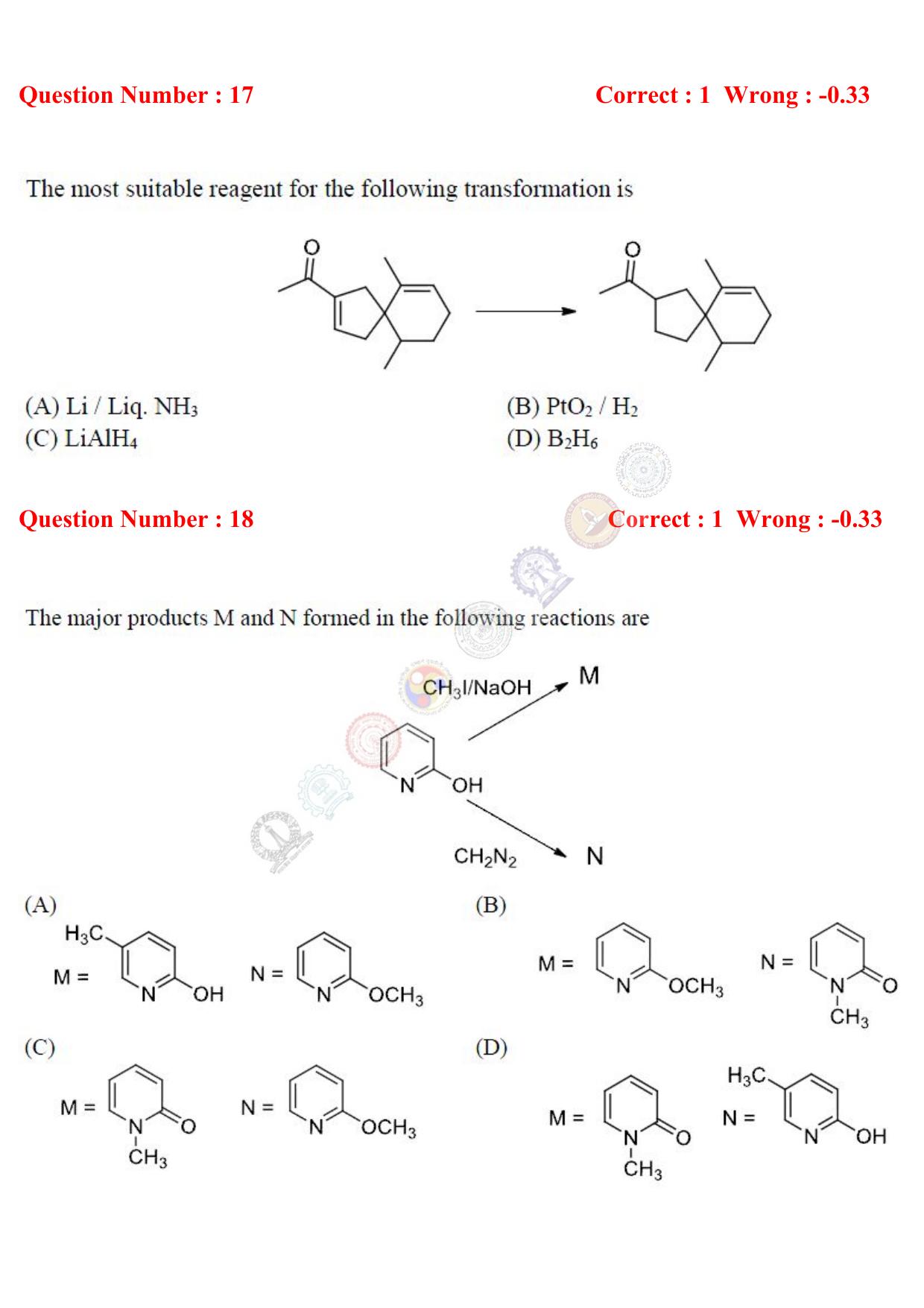 GATE 2017 Chemistry (CY) Question Paper with Answer Key - Page 5