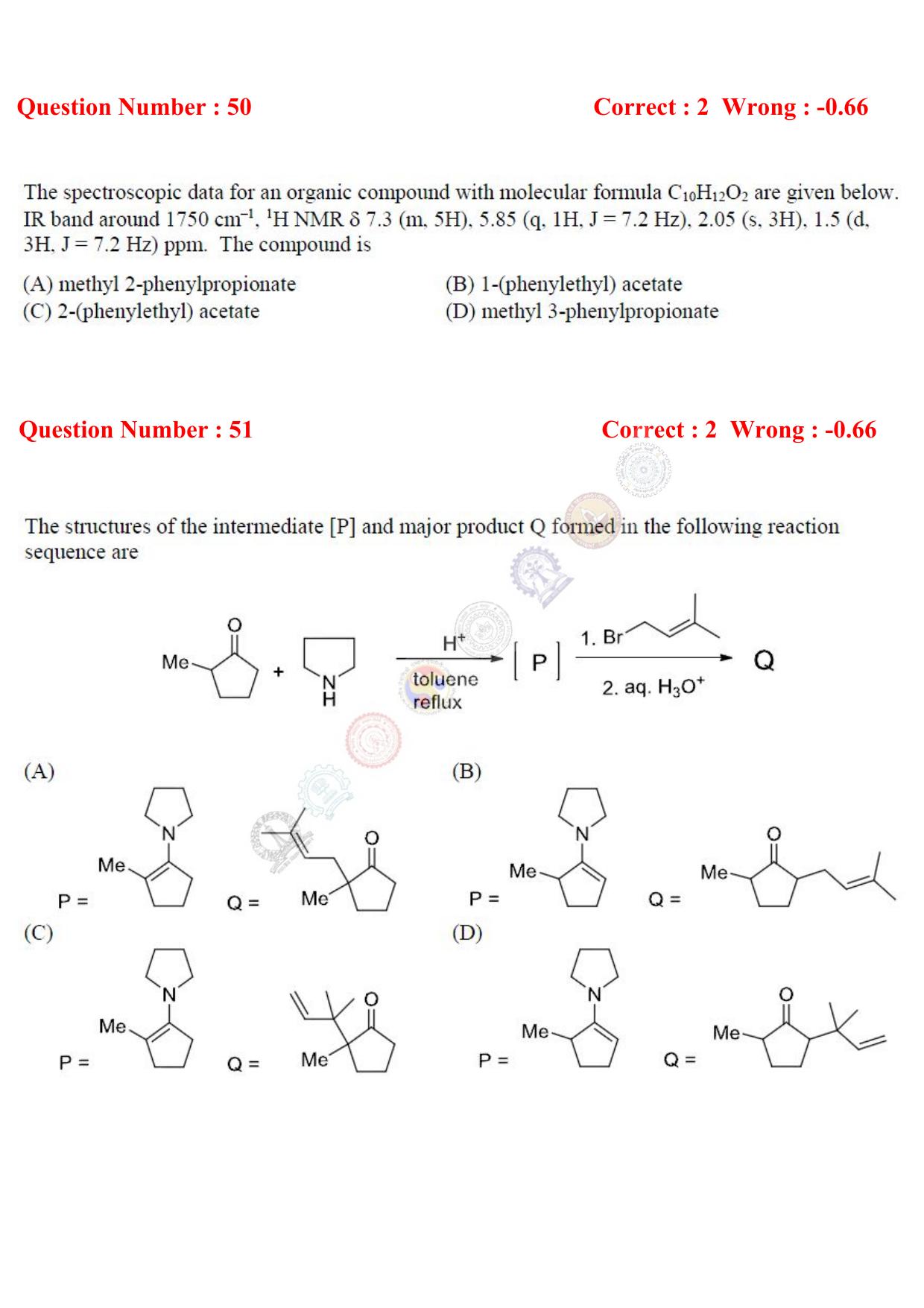 GATE 2017 Chemistry (CY) Question Paper with Answer Key - Page 16