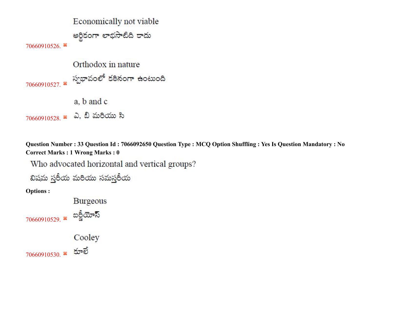 TS CPGET 2020 Master of Social Work (MSW) (Shift 2) Question Paper with Answer Key - Page 31