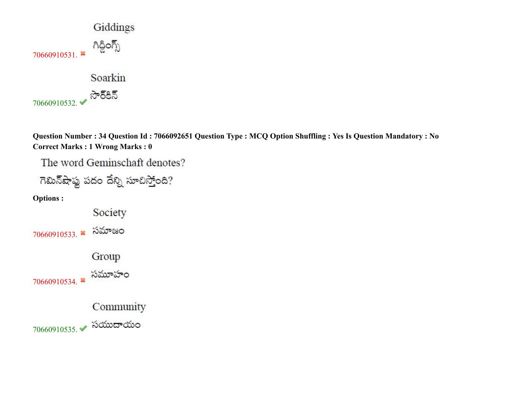TS CPGET 2020 Master of Social Work (MSW) (Shift 2) Question Paper with Answer Key - Page 32