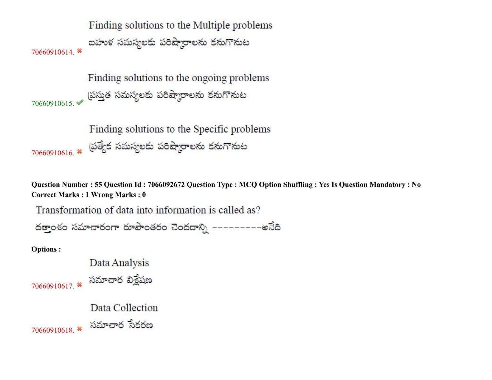 TS CPGET 2020 Master of Social Work (MSW) (Shift 2) Question Paper with Answer Key - Page 50