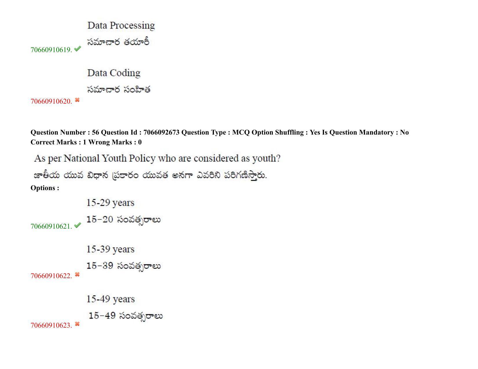 TS CPGET 2020 Master of Social Work (MSW) (Shift 2) Question Paper with Answer Key - Page 51