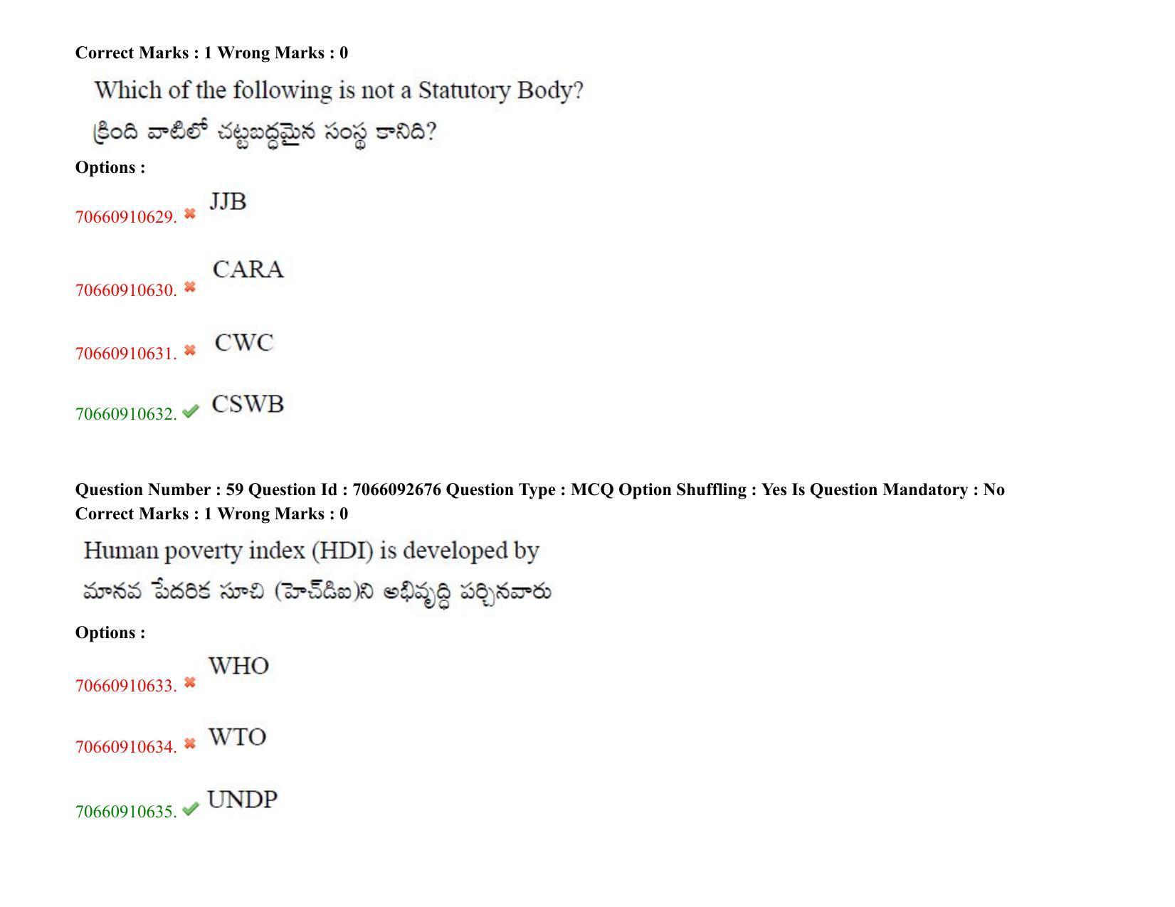 TS CPGET 2020 Master of Social Work (MSW) (Shift 2) Question Paper with Answer Key - Page 53