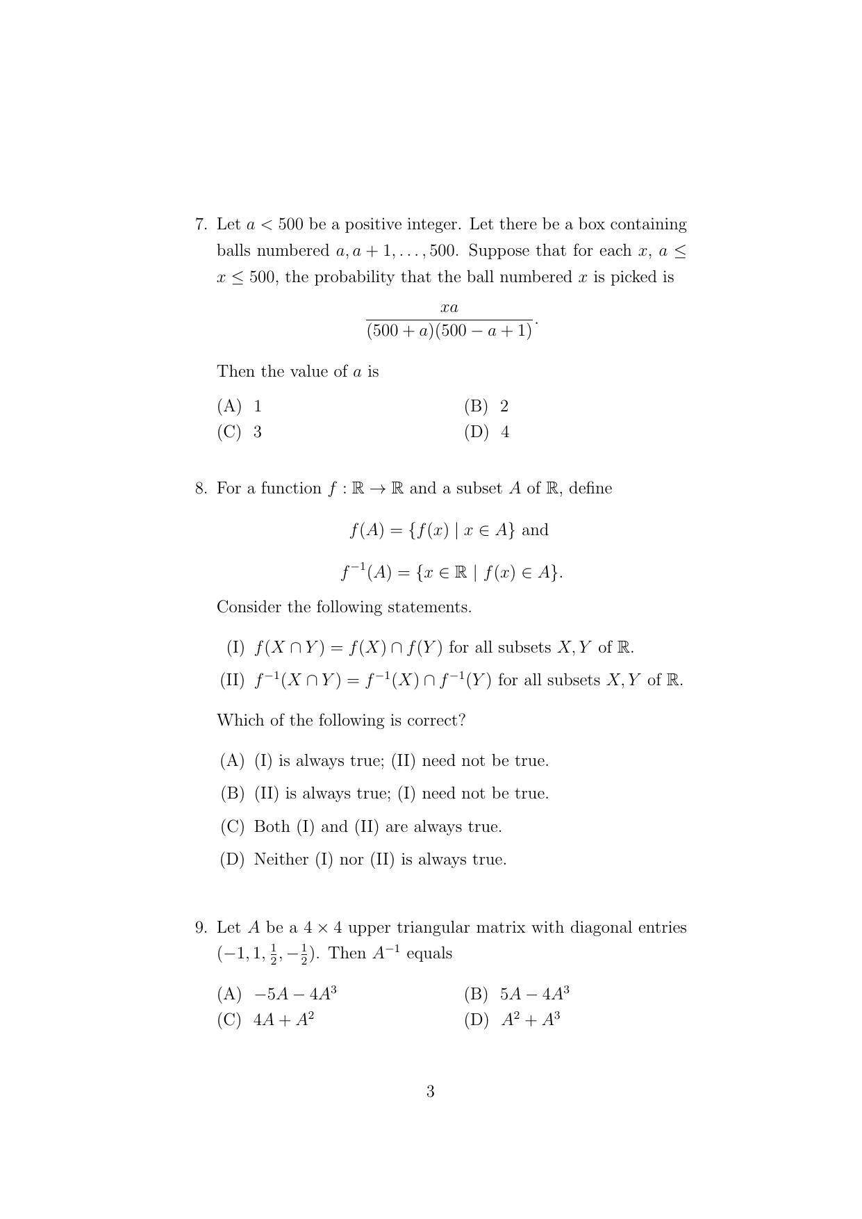 ISI Admission Test M.Tech (CS) - Computer Science (PCA) 2024 Sample Paper - Page 3