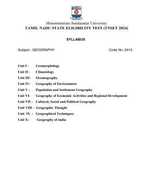 TNSET Syllabus - Geography
