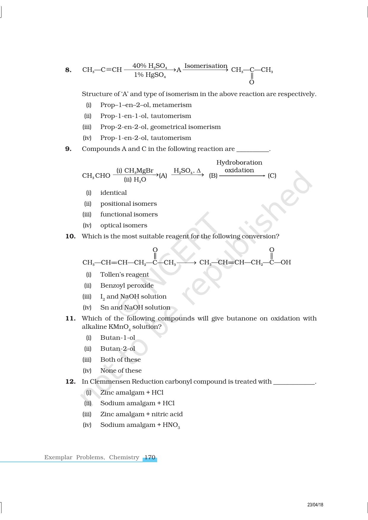 NCERT Exemplar Book for Class 12 Chemistry: Chapter 12 Aldehydes, Ketones and Carboxylic Acids - Page 3