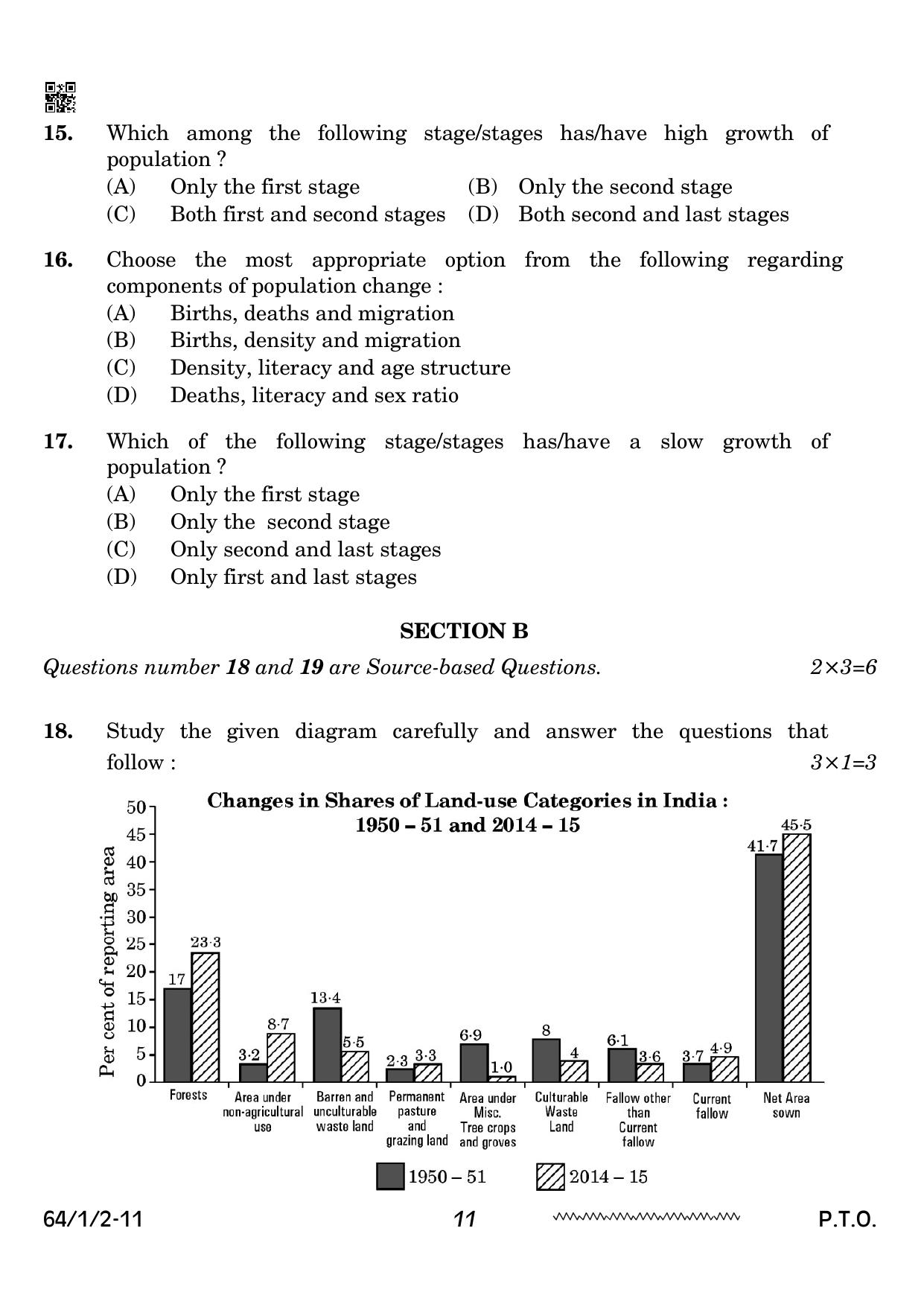 CBSE Class 12 64-1-2 Geography 2024 Question Paper - Page 11