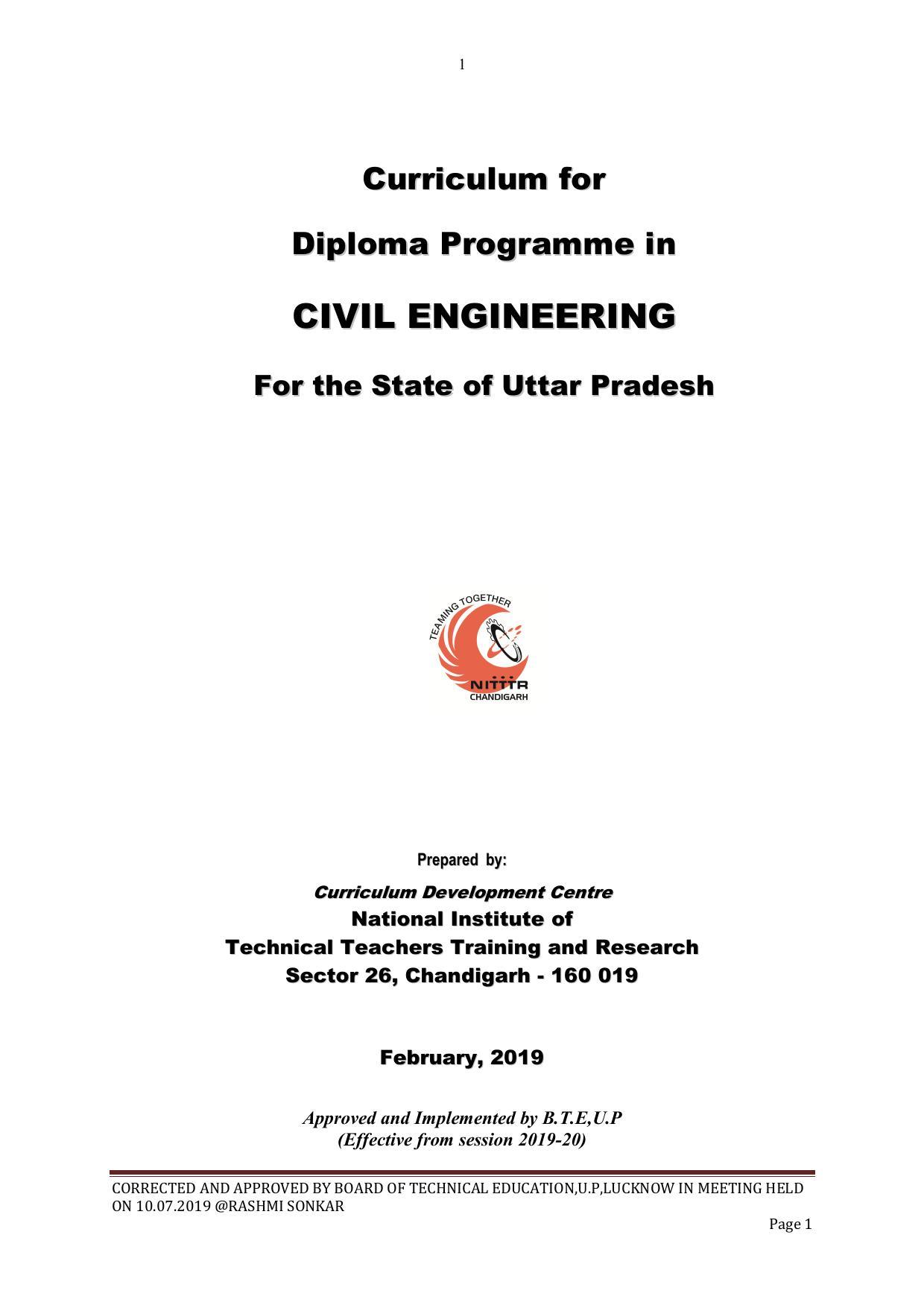 EFFECTIVE FROM JULY 2019-20 - SIX SEMESTER DIPLOMA COURSE IN CIVIL ENGINEERING - Page 1