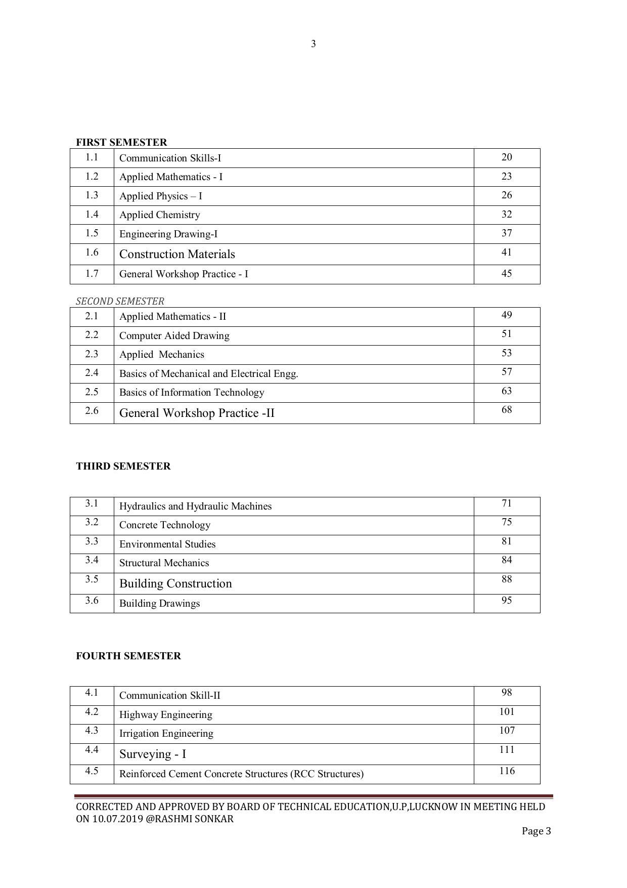 EFFECTIVE FROM JULY 2019-20 - SIX SEMESTER DIPLOMA COURSE IN CIVIL ENGINEERING - Page 3