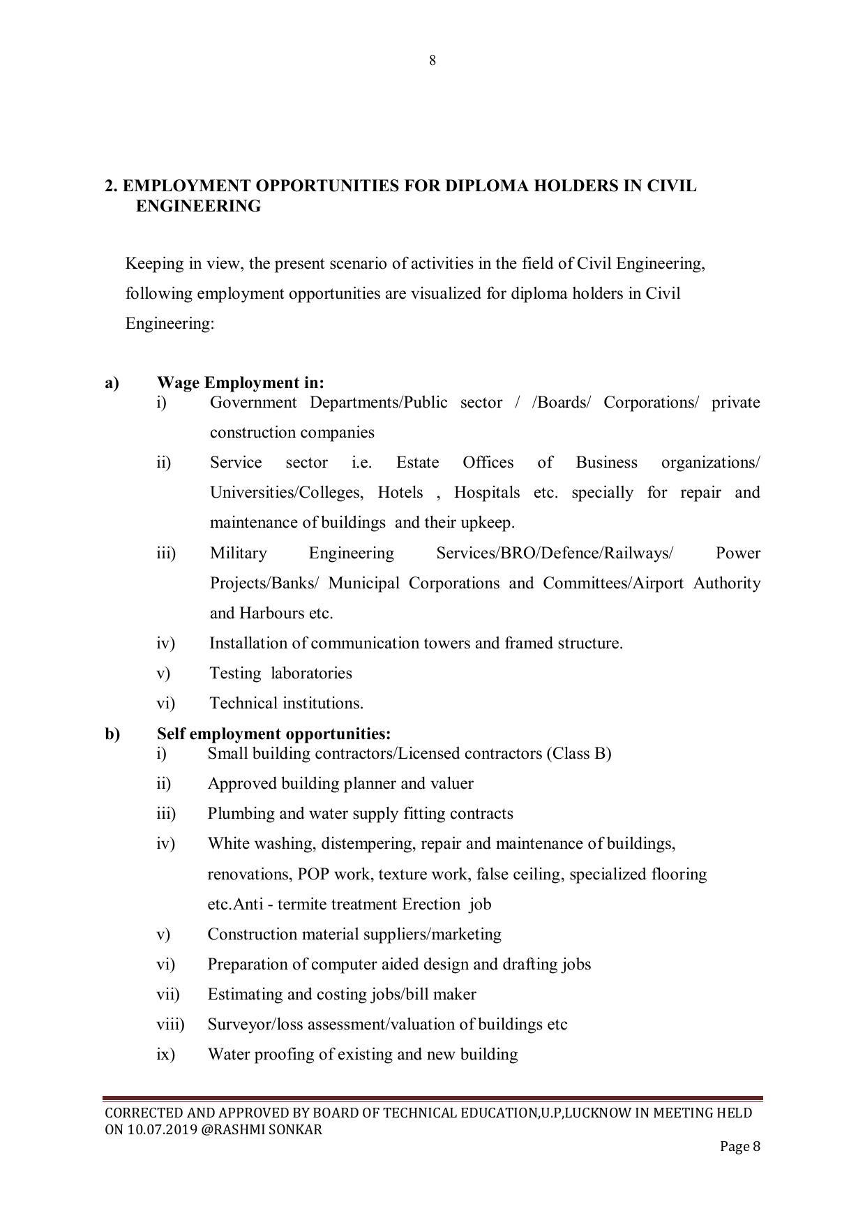 EFFECTIVE FROM JULY 2019-20 - SIX SEMESTER DIPLOMA COURSE IN CIVIL ENGINEERING - Page 8