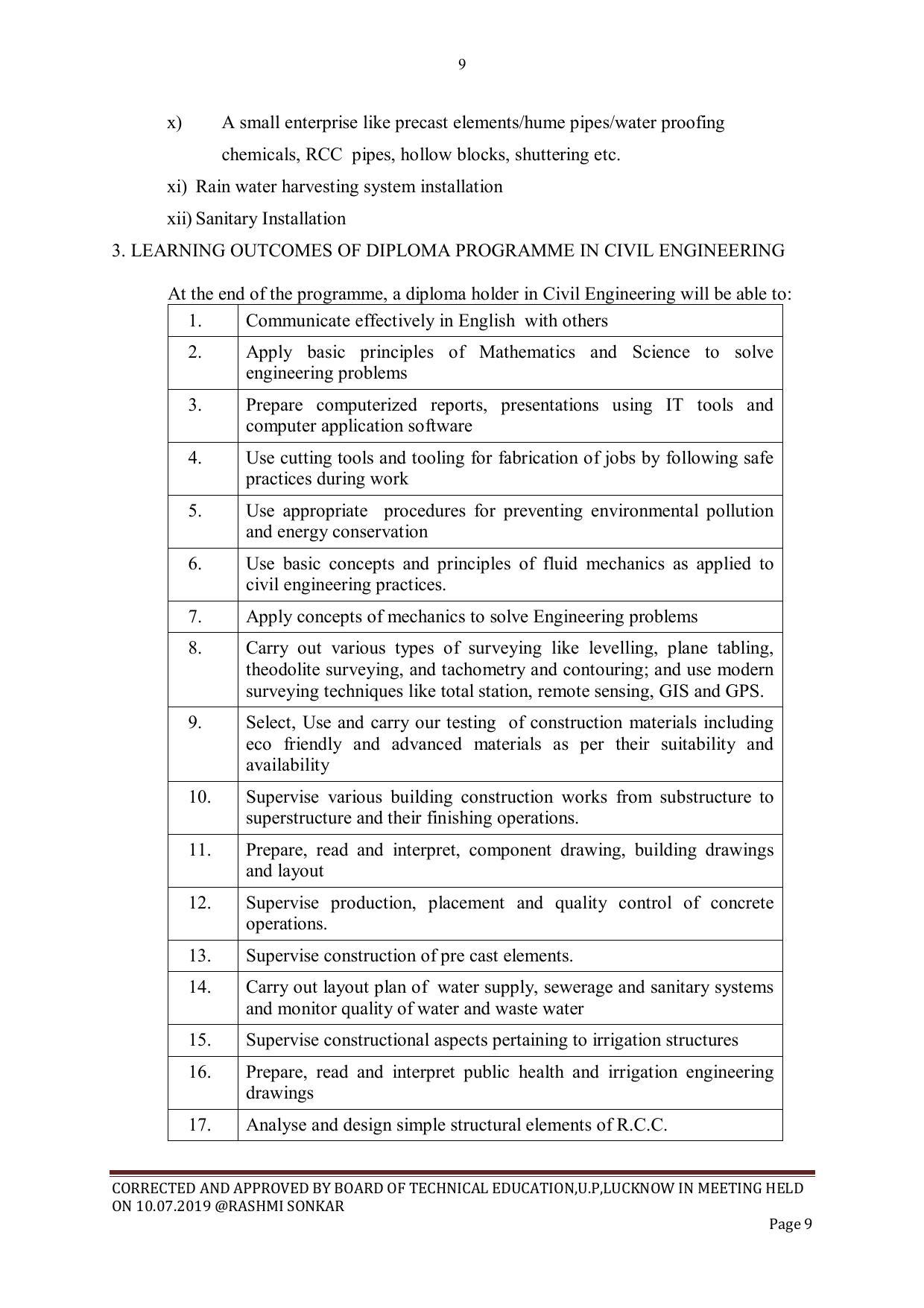 EFFECTIVE FROM JULY 2019-20 - SIX SEMESTER DIPLOMA COURSE IN CIVIL ENGINEERING - Page 9