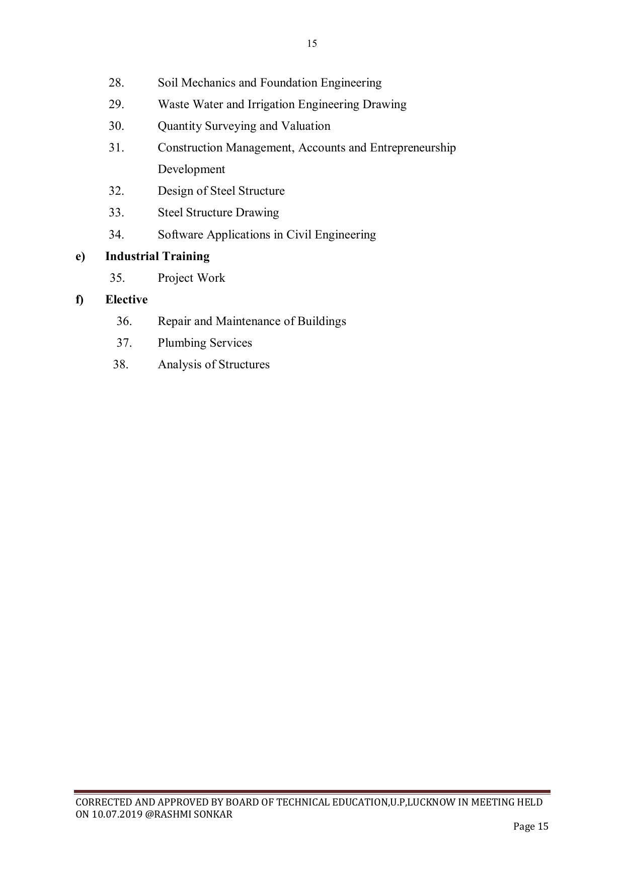 EFFECTIVE FROM JULY 2019-20 - SIX SEMESTER DIPLOMA COURSE IN CIVIL ENGINEERING - Page 15