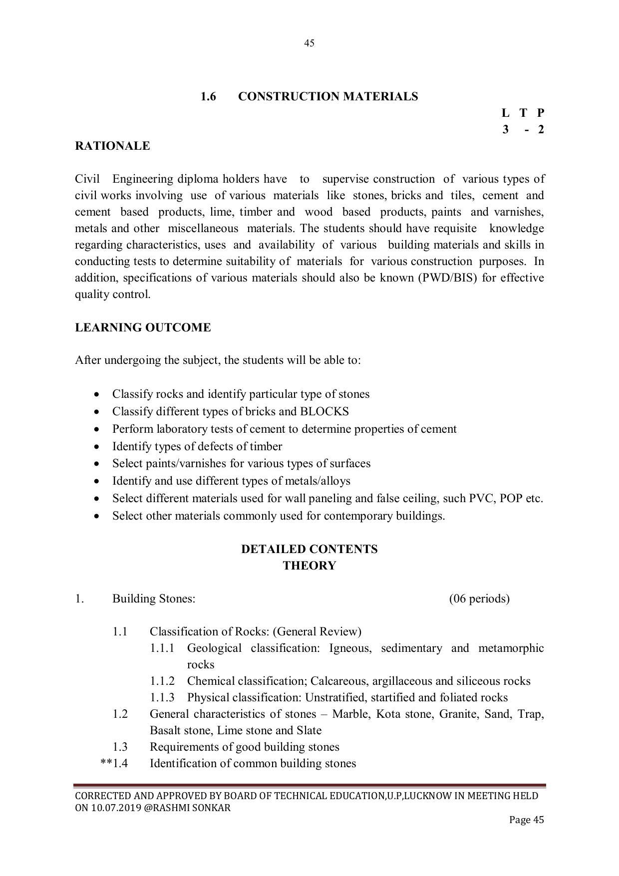 EFFECTIVE FROM JULY 2019-20 - SIX SEMESTER DIPLOMA COURSE IN CIVIL ENGINEERING - Page 45