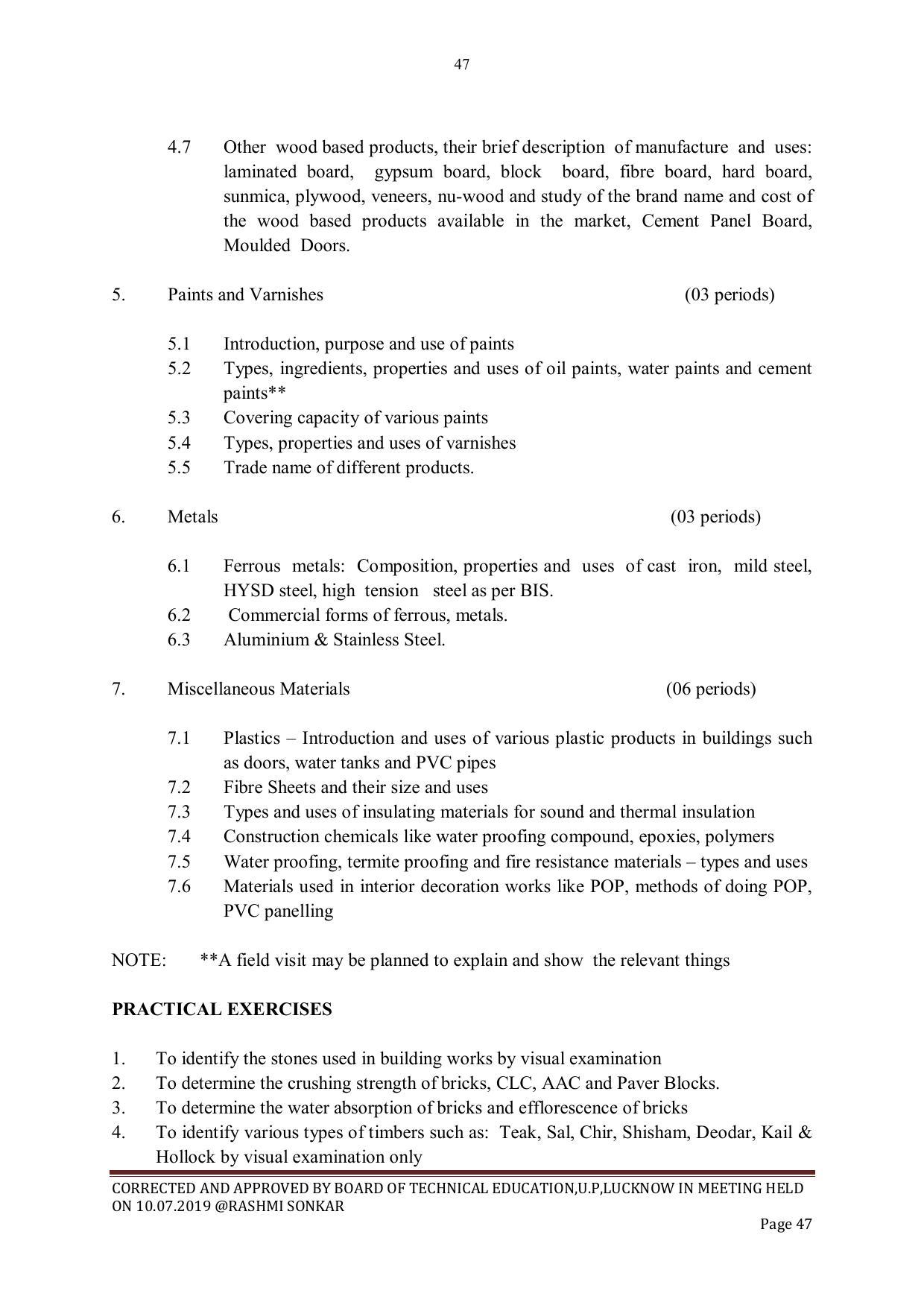 EFFECTIVE FROM JULY 2019-20 - SIX SEMESTER DIPLOMA COURSE IN CIVIL ENGINEERING - Page 47