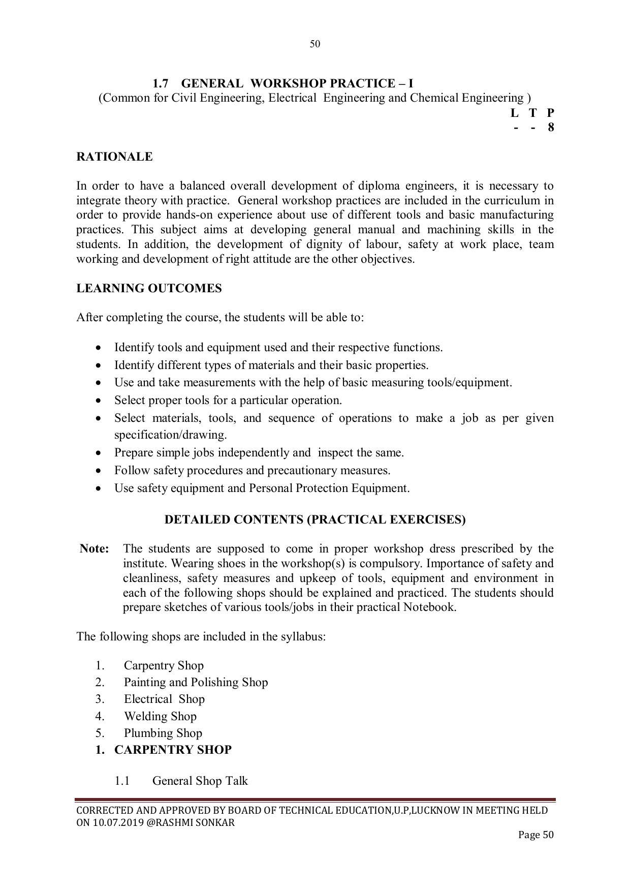 EFFECTIVE FROM JULY 2019-20 - SIX SEMESTER DIPLOMA COURSE IN CIVIL ENGINEERING - Page 50