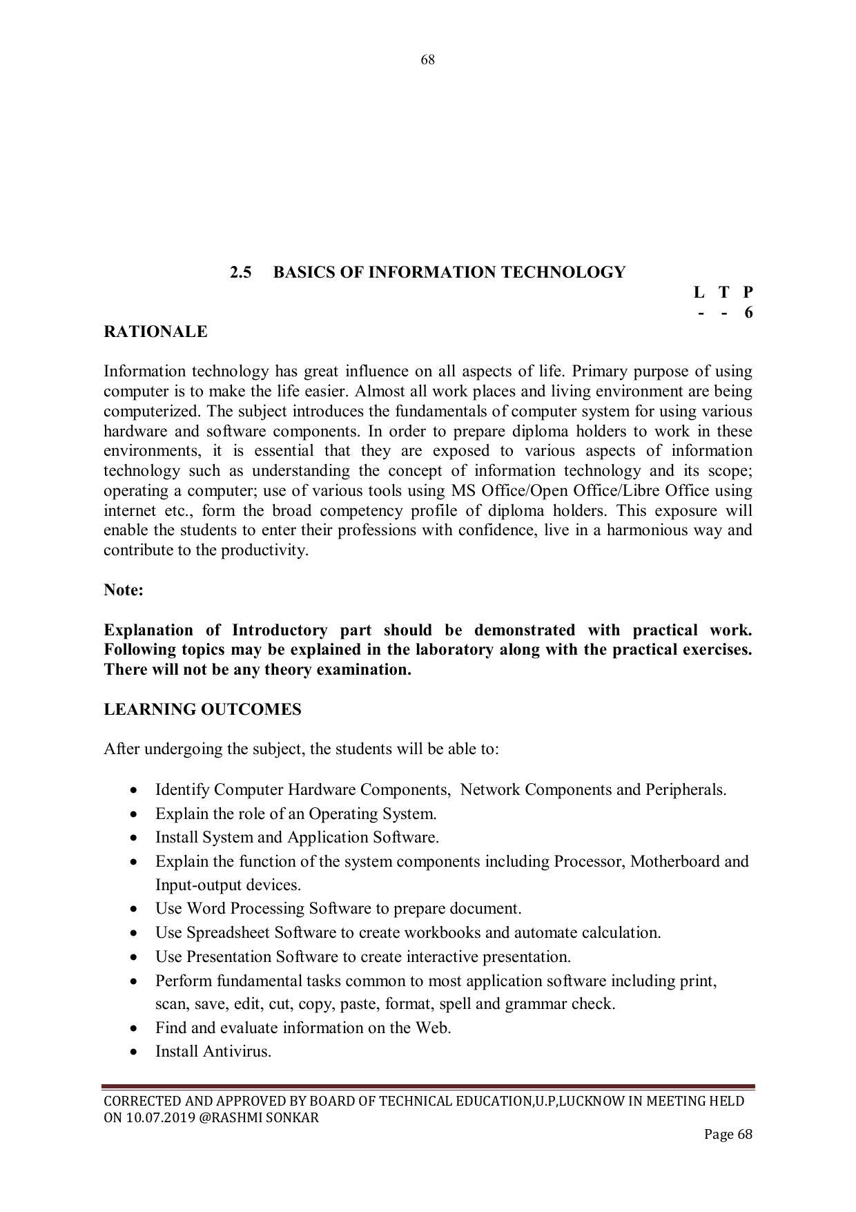 EFFECTIVE FROM JULY 2019-20 - SIX SEMESTER DIPLOMA COURSE IN CIVIL ENGINEERING - Page 68