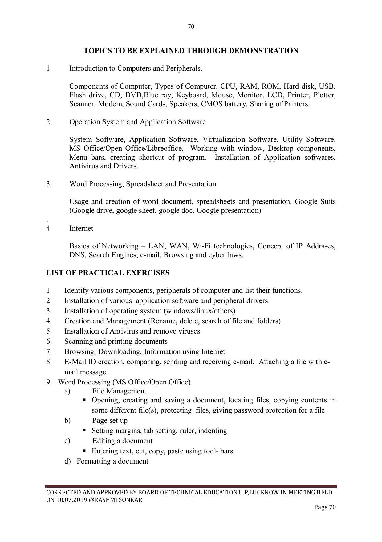 EFFECTIVE FROM JULY 2019-20 - SIX SEMESTER DIPLOMA COURSE IN CIVIL ENGINEERING - Page 70