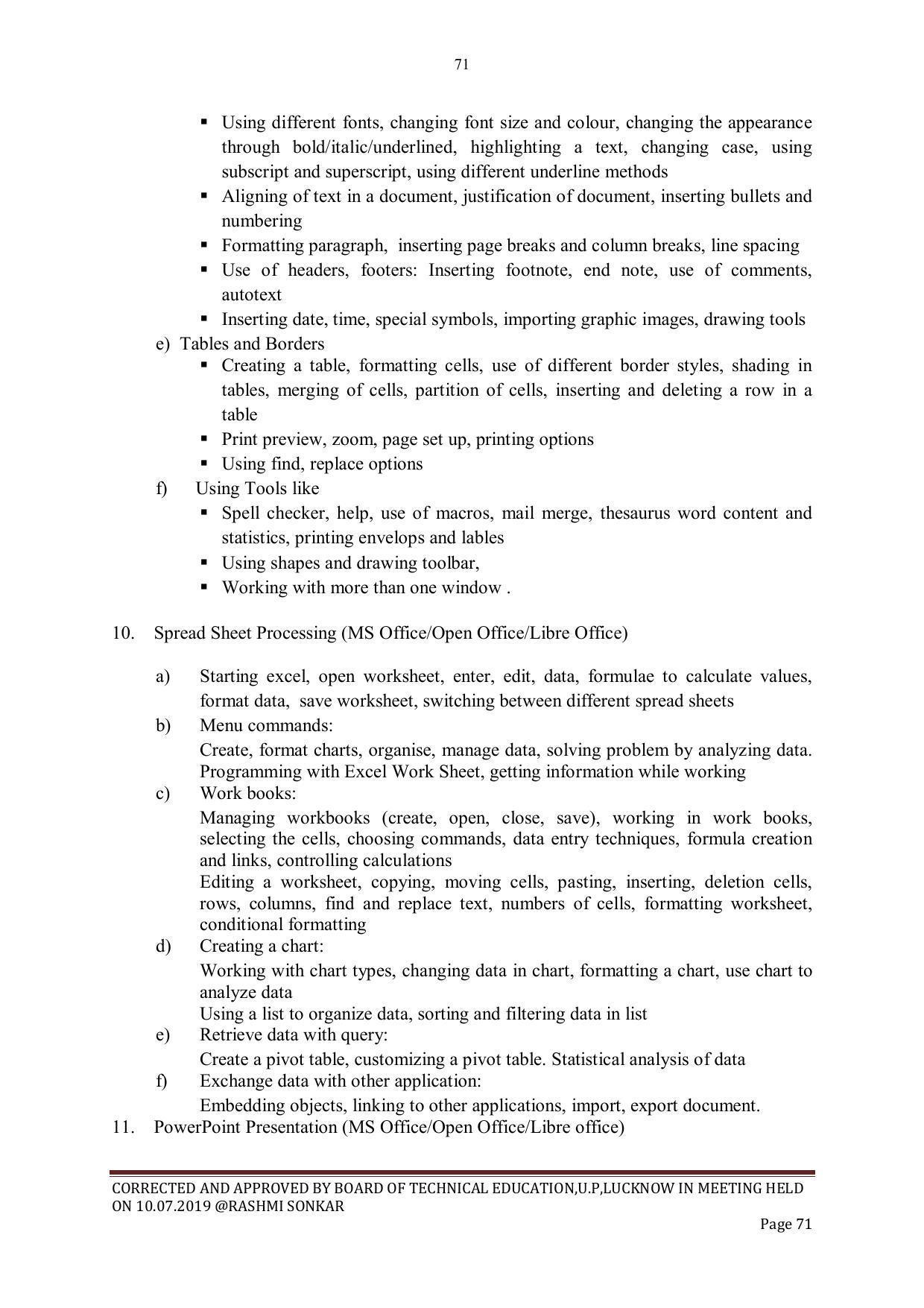 EFFECTIVE FROM JULY 2019-20 - SIX SEMESTER DIPLOMA COURSE IN CIVIL ENGINEERING - Page 71