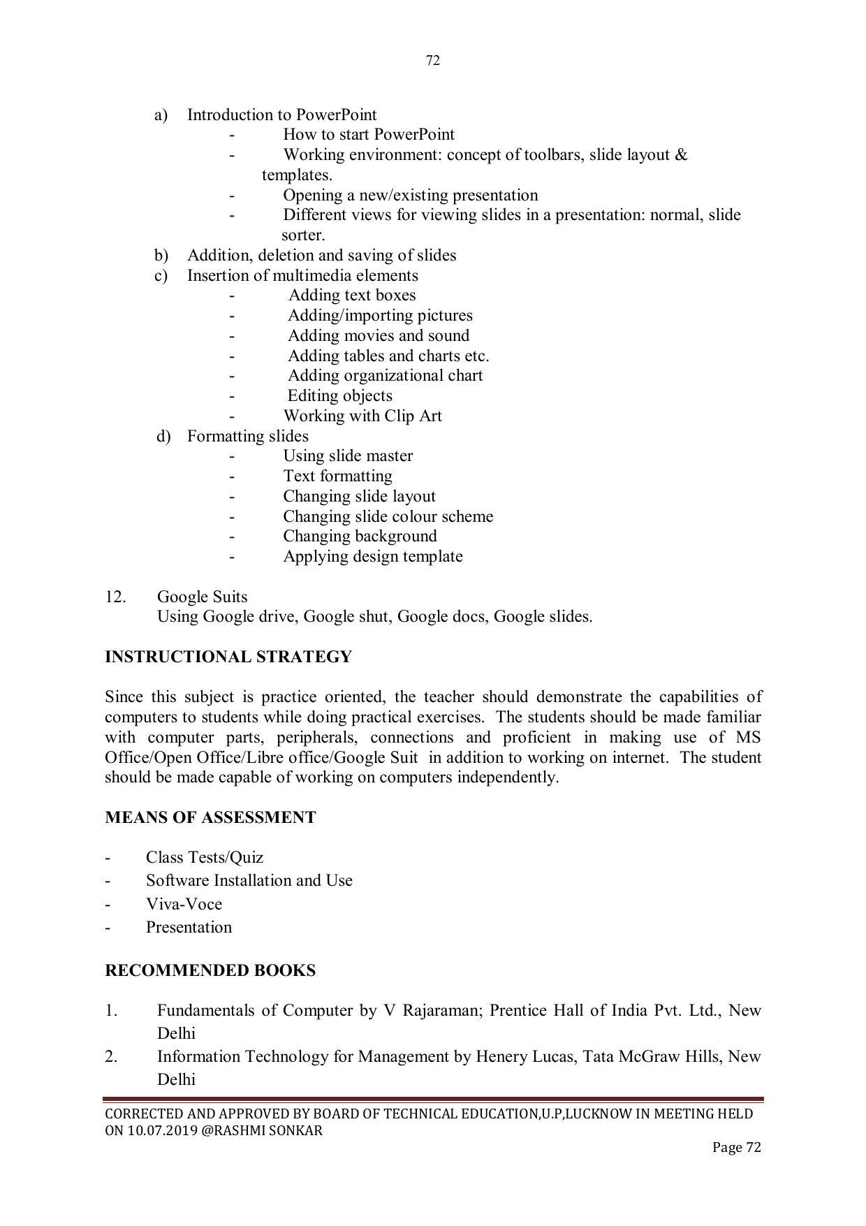EFFECTIVE FROM JULY 2019-20 - SIX SEMESTER DIPLOMA COURSE IN CIVIL ENGINEERING - Page 72