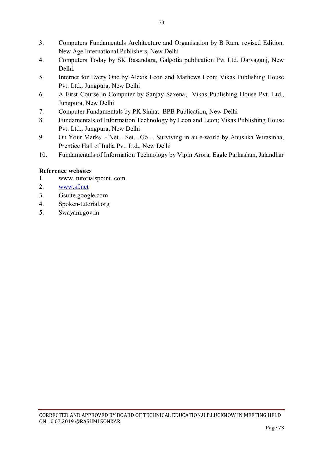 EFFECTIVE FROM JULY 2019-20 - SIX SEMESTER DIPLOMA COURSE IN CIVIL ENGINEERING - Page 73