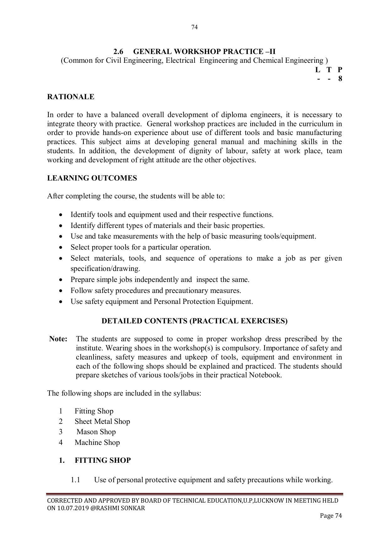 EFFECTIVE FROM JULY 2019-20 - SIX SEMESTER DIPLOMA COURSE IN CIVIL ENGINEERING - Page 74