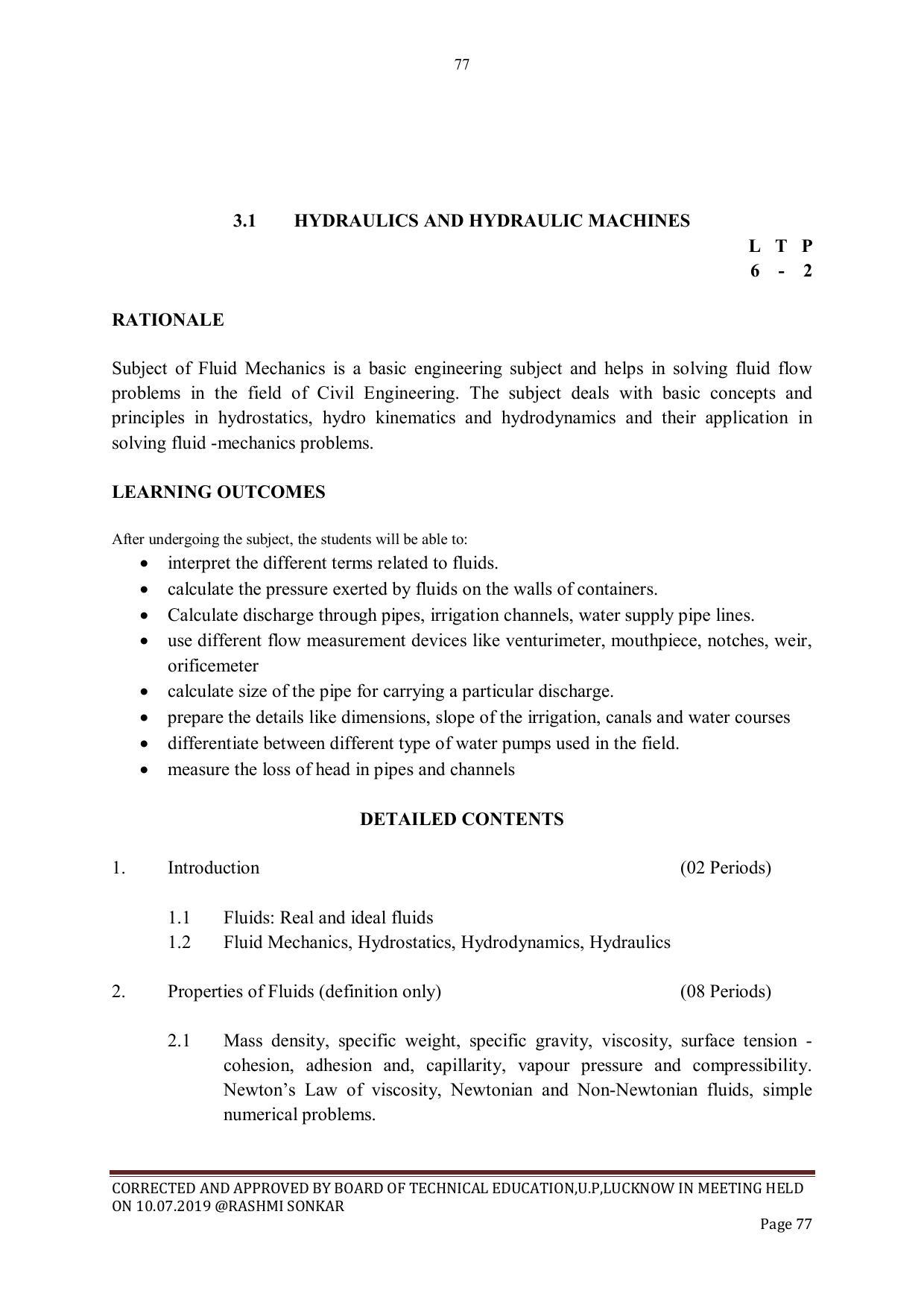 EFFECTIVE FROM JULY 2019-20 - SIX SEMESTER DIPLOMA COURSE IN CIVIL ENGINEERING - Page 77