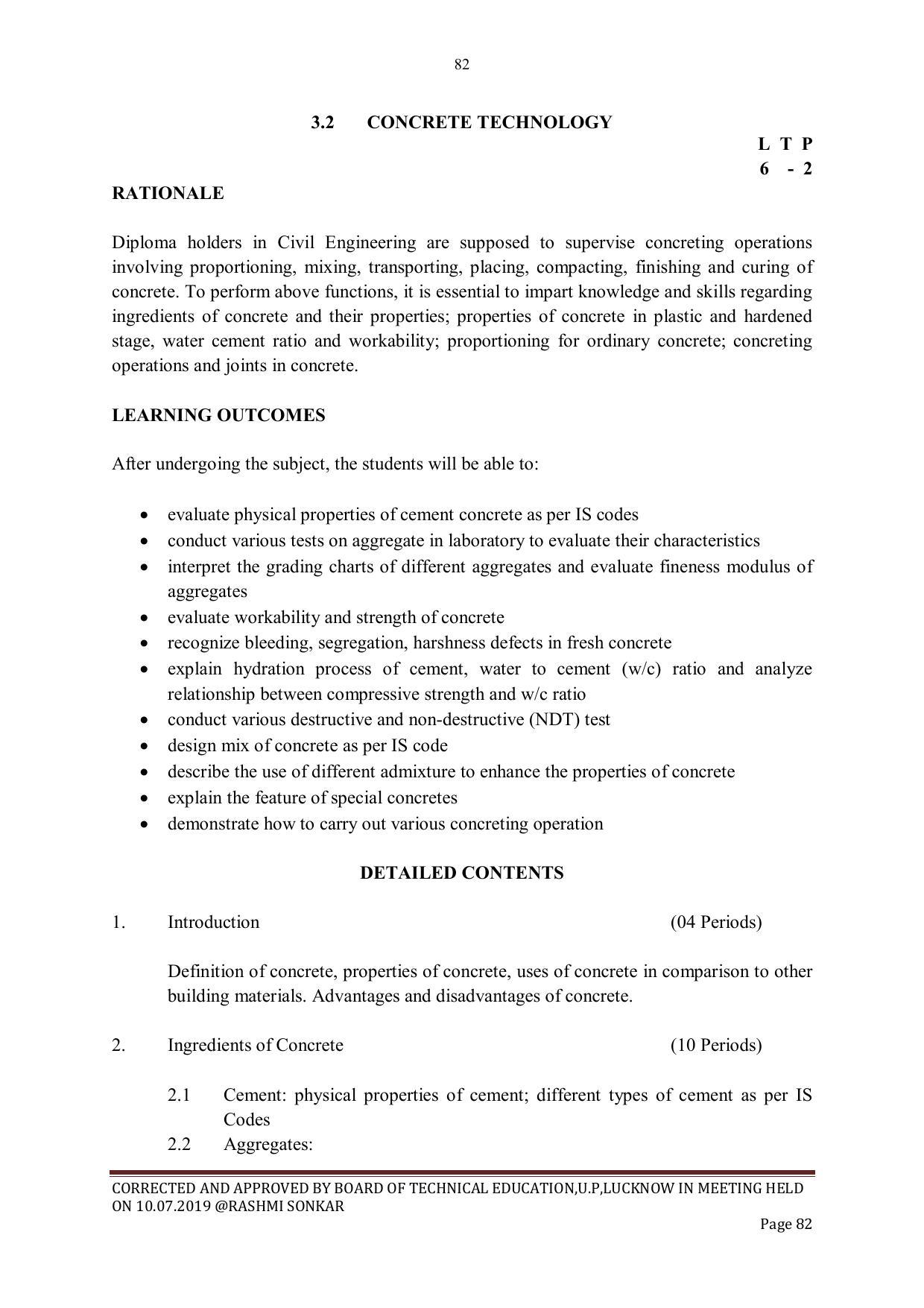 EFFECTIVE FROM JULY 2019-20 - SIX SEMESTER DIPLOMA COURSE IN CIVIL ENGINEERING - Page 82