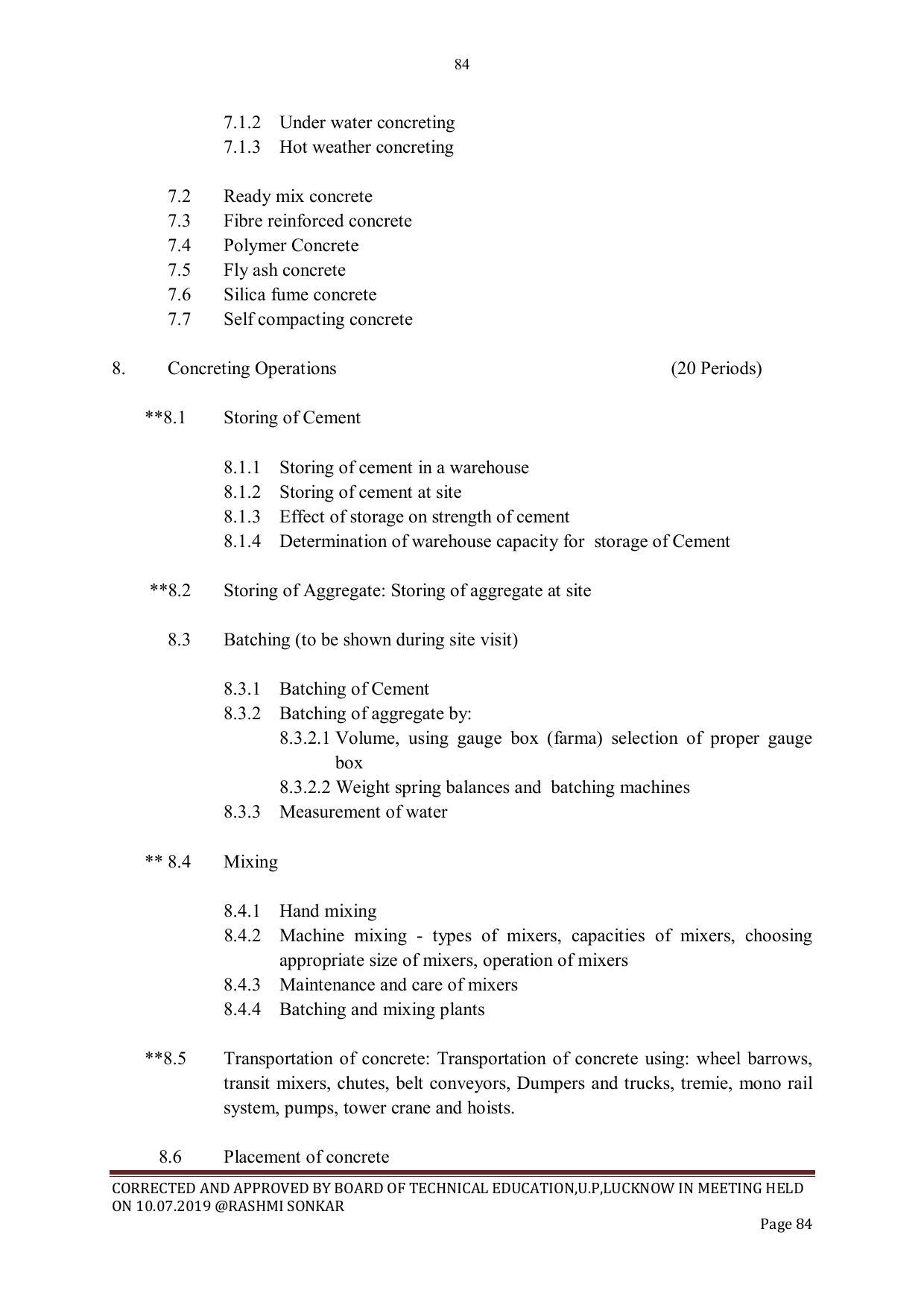 EFFECTIVE FROM JULY 2019-20 - SIX SEMESTER DIPLOMA COURSE IN CIVIL ENGINEERING - Page 84