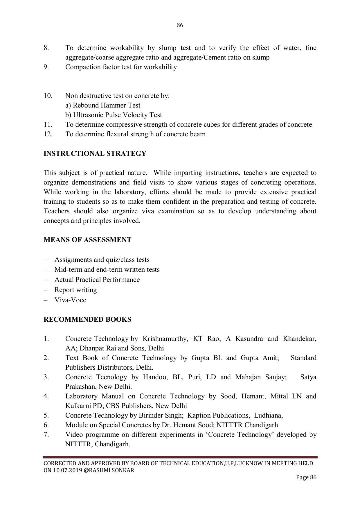 EFFECTIVE FROM JULY 2019-20 - SIX SEMESTER DIPLOMA COURSE IN CIVIL ENGINEERING - Page 86