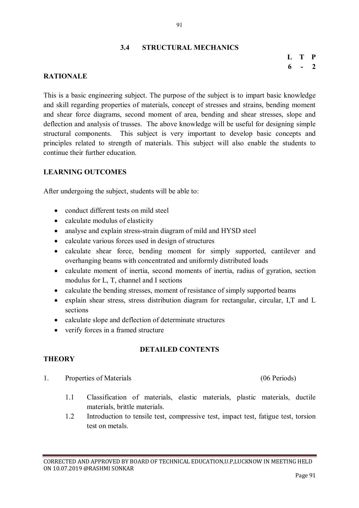 EFFECTIVE FROM JULY 2019-20 - SIX SEMESTER DIPLOMA COURSE IN CIVIL ENGINEERING - Page 91